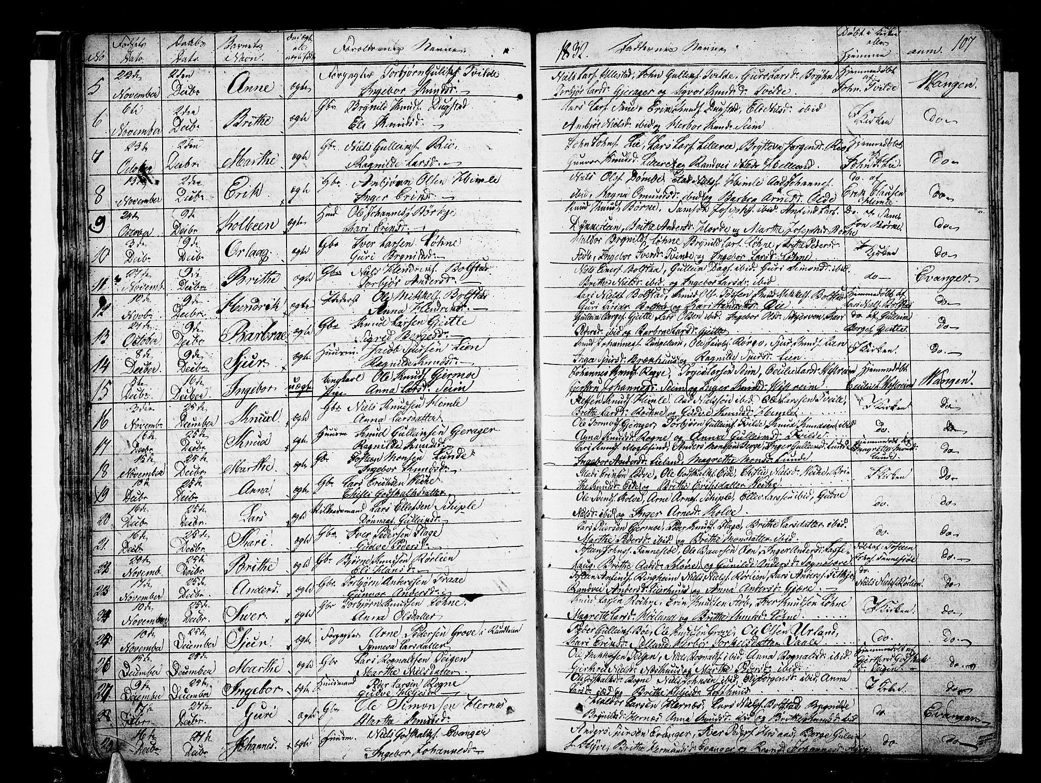 Voss sokneprestembete, SAB/A-79001/H/Haa: Parish register (official) no. A 12, 1823-1837, p. 107