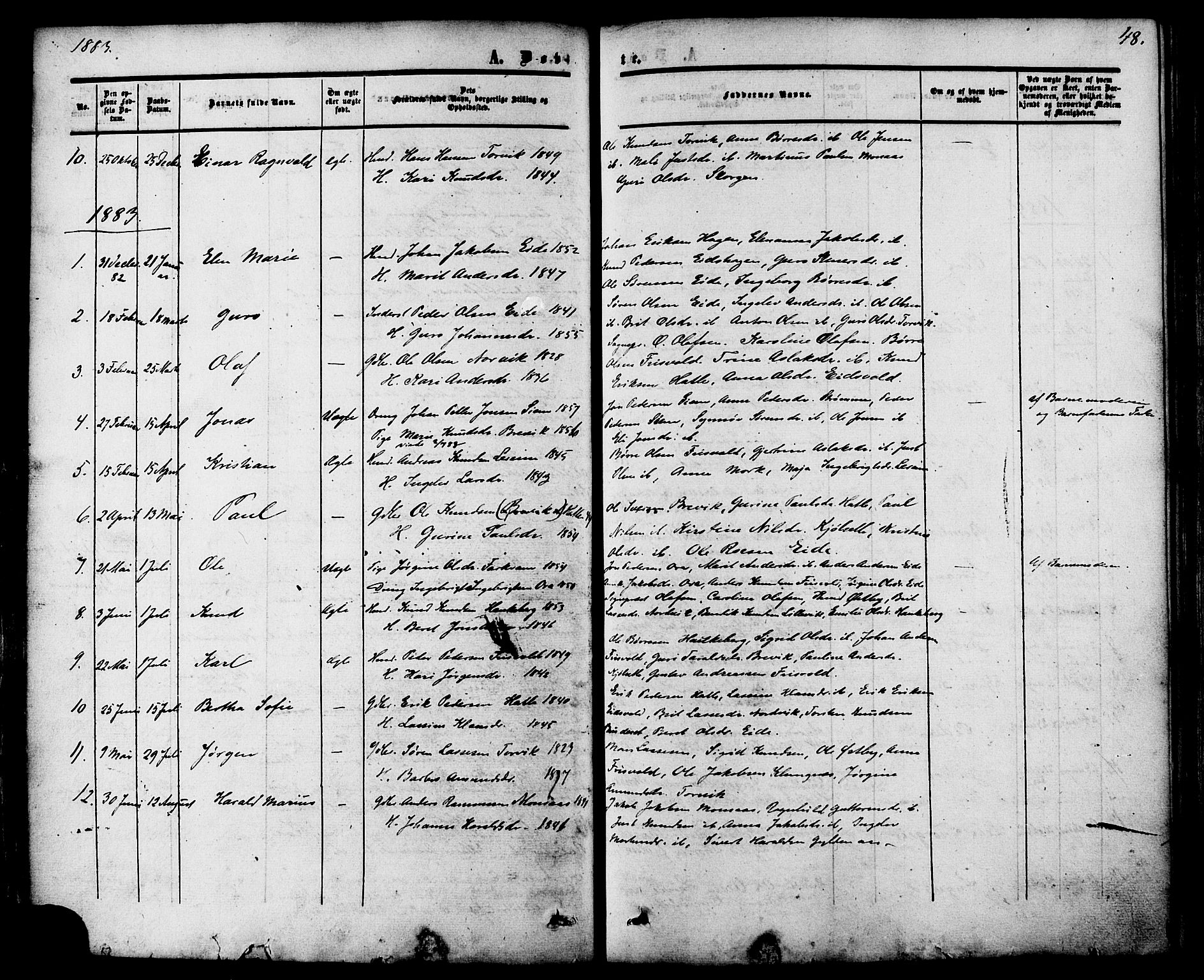 Ministerialprotokoller, klokkerbøker og fødselsregistre - Møre og Romsdal, AV/SAT-A-1454/542/L0552: Parish register (official) no. 542A02, 1854-1884, p. 48