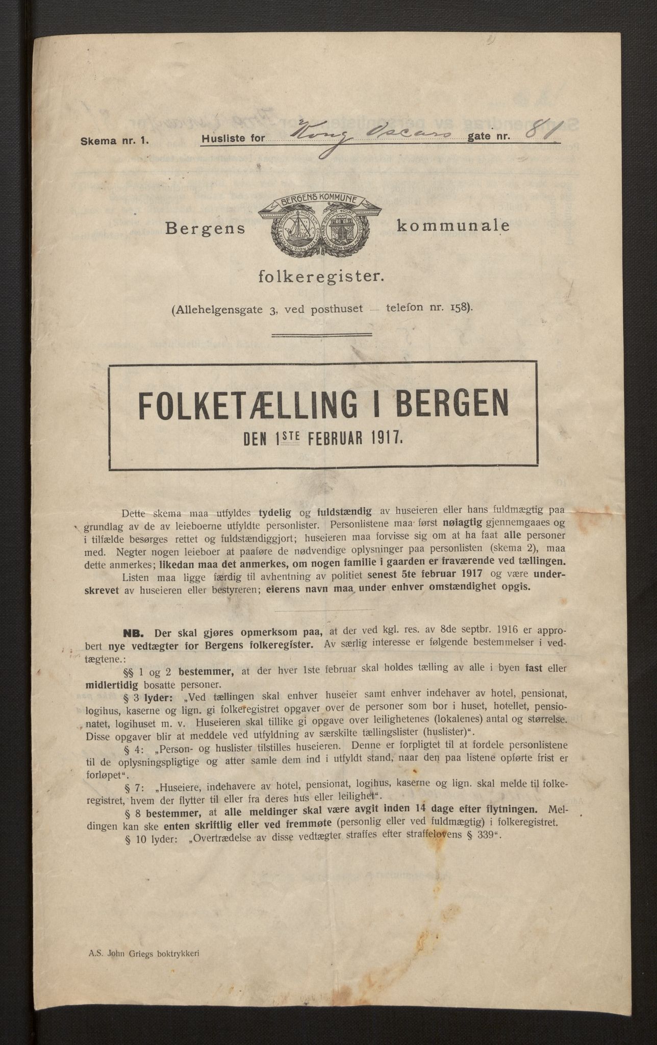 SAB, Municipal Census 1917 for Bergen, 1917, p. 19392