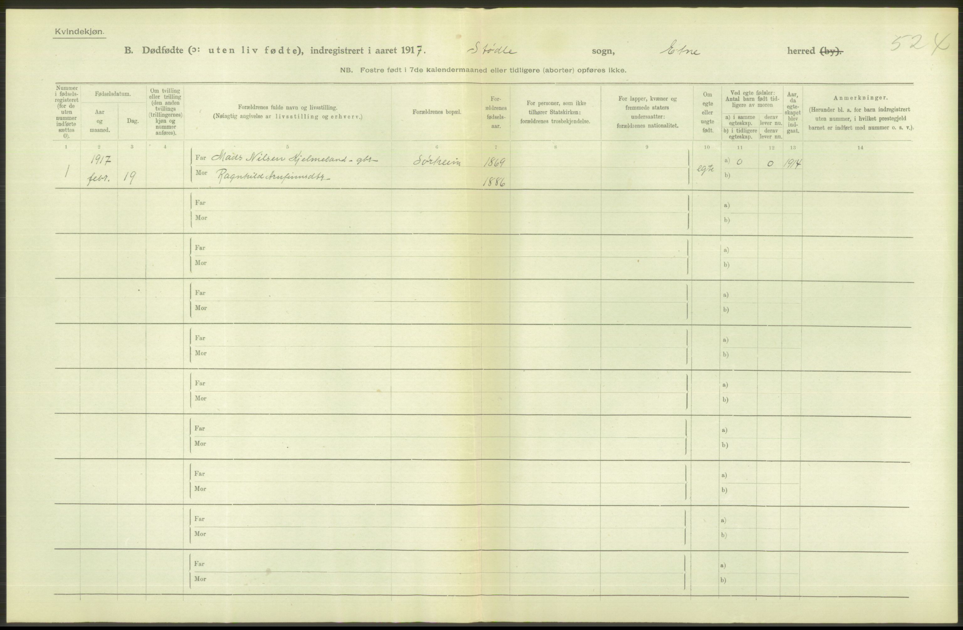 Statistisk sentralbyrå, Sosiodemografiske emner, Befolkning, AV/RA-S-2228/D/Df/Dfb/Dfbg/L0036: S. Bergenhus amt: Døde, dødfødte. Bygder., 1917, p. 78