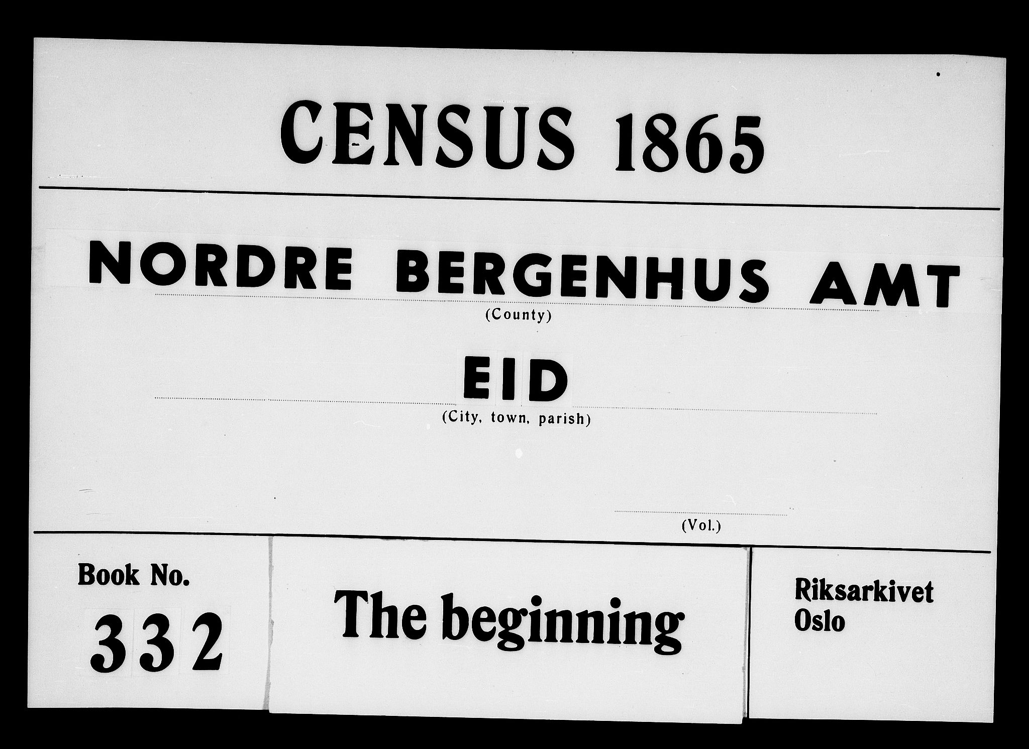 RA, 1865 census for Eid, 1865, p. 1