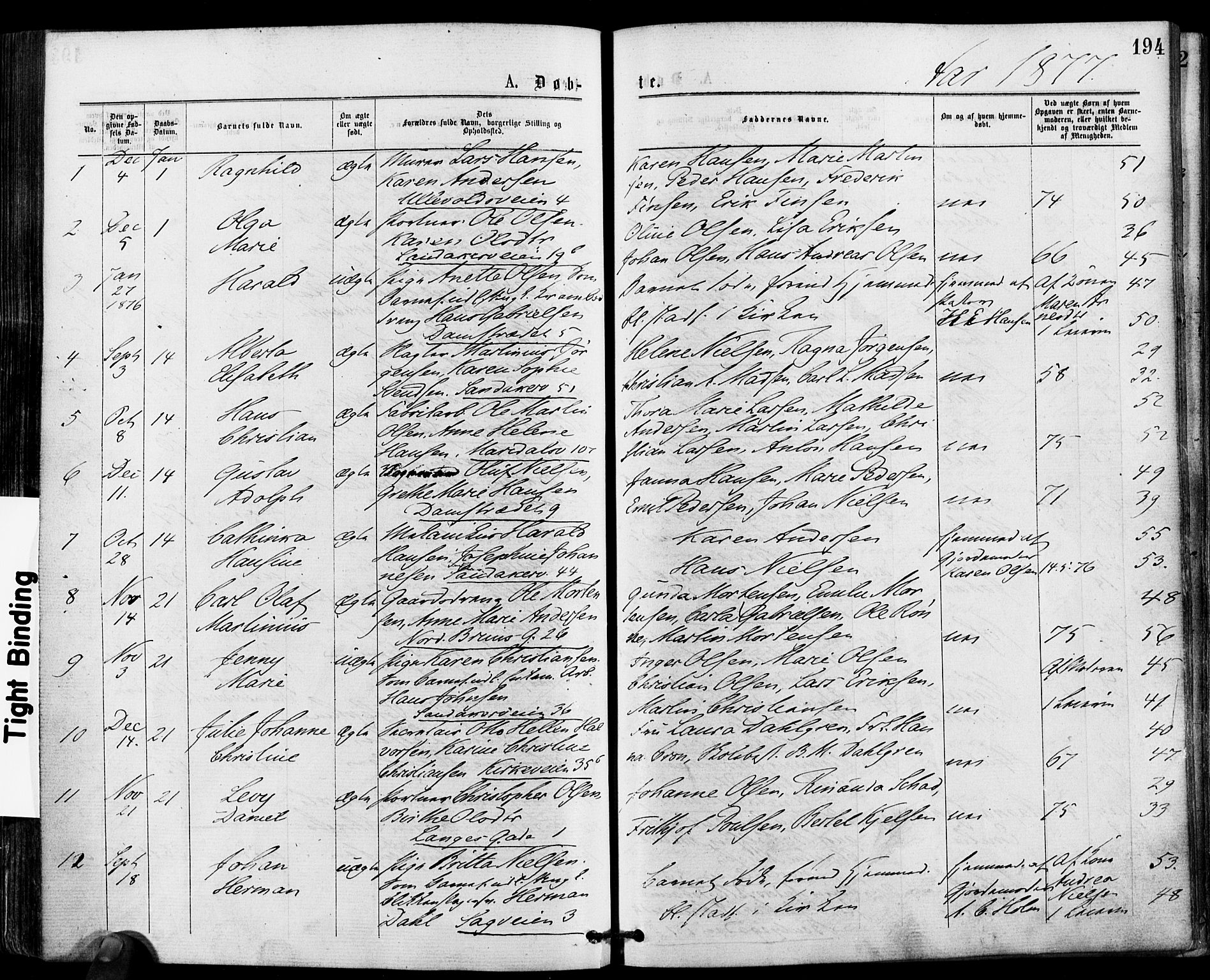 Gamle Aker prestekontor Kirkebøker, SAO/A-10617a/F/L0004: Parish register (official) no. 4, 1872-1879, p. 194