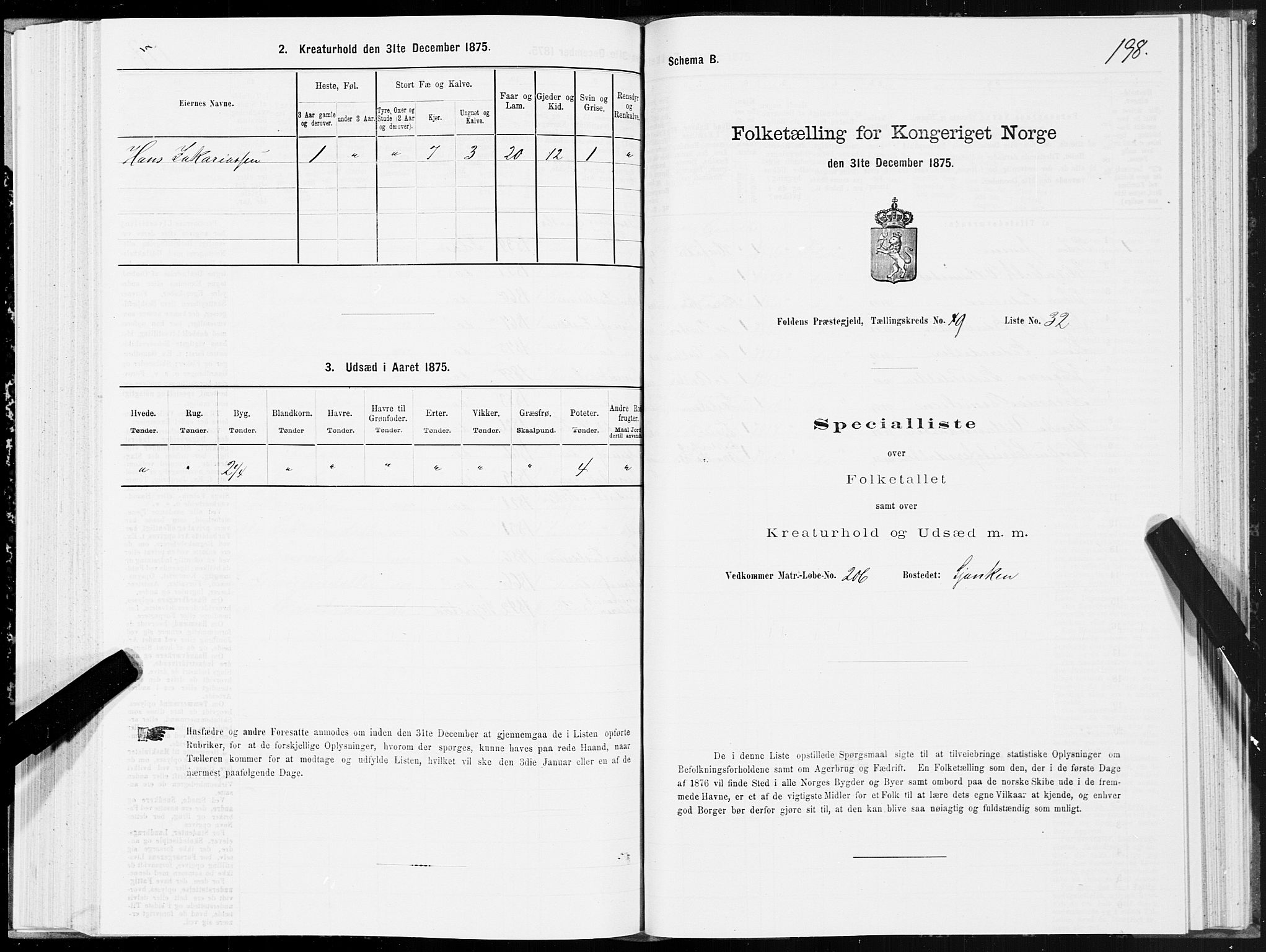 SAT, 1875 census for 1845P Folda, 1875, p. 3198