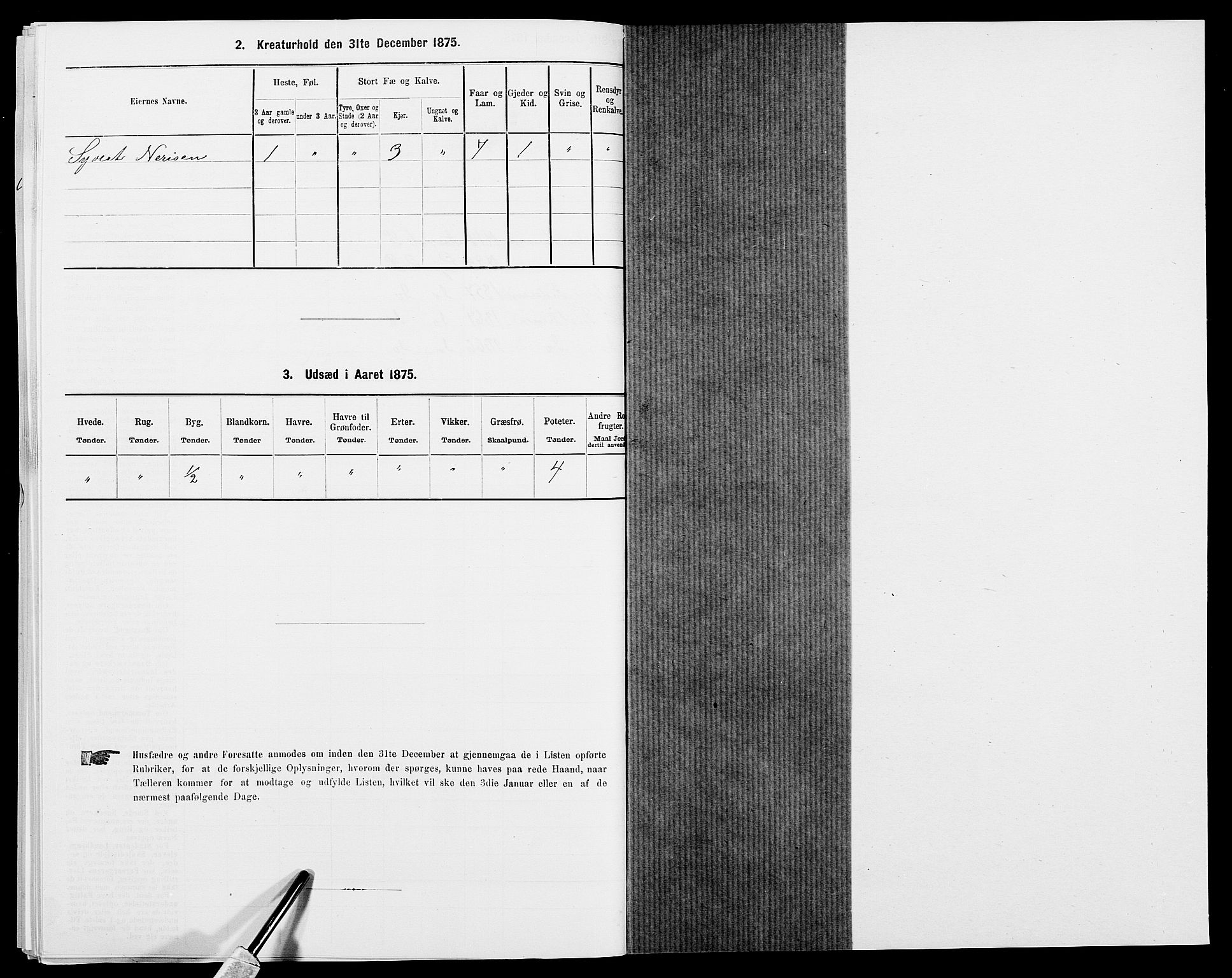 SAK, 1875 census for 0934P Evje, 1875, p. 285