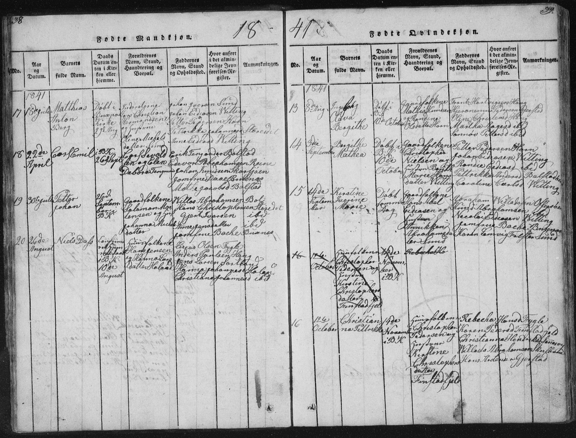 Ministerialprotokoller, klokkerbøker og fødselsregistre - Nordland, AV/SAT-A-1459/881/L1164: Parish register (copy) no. 881C01, 1818-1853, p. 38-39