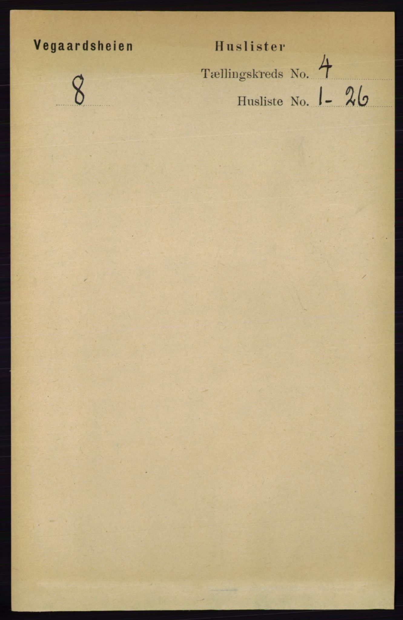 RA, 1891 census for 0912 Vegårshei, 1891, p. 728