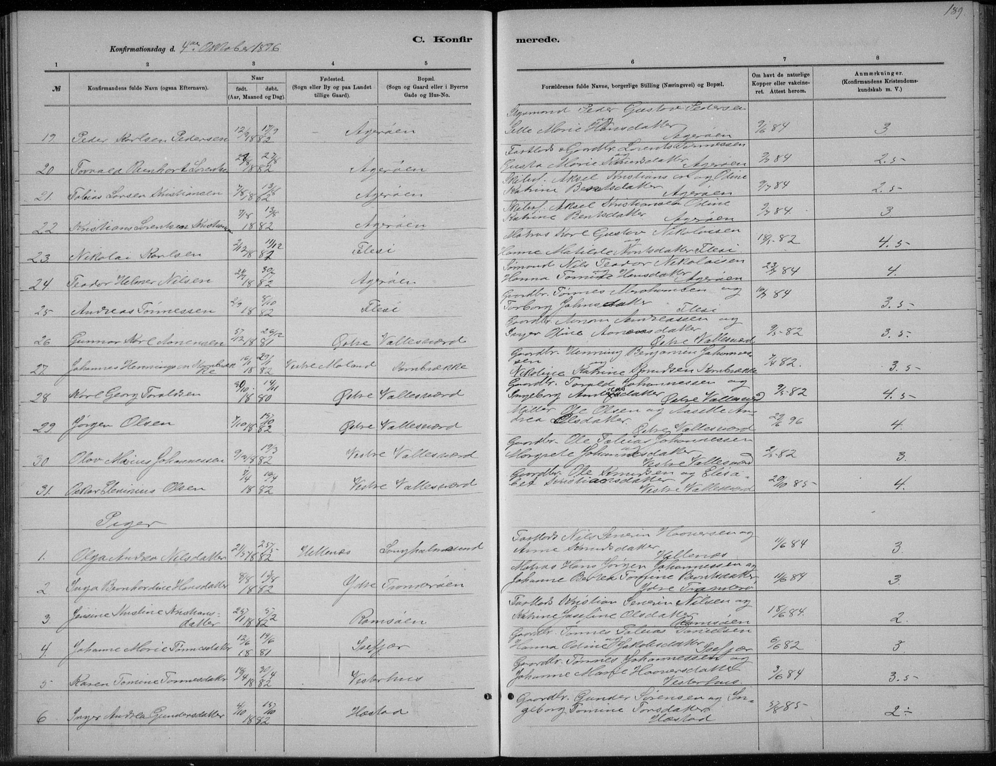 Høvåg sokneprestkontor, SAK/1111-0025/F/Fb/L0004: Parish register (copy) no. B 4, 1883-1898, p. 189