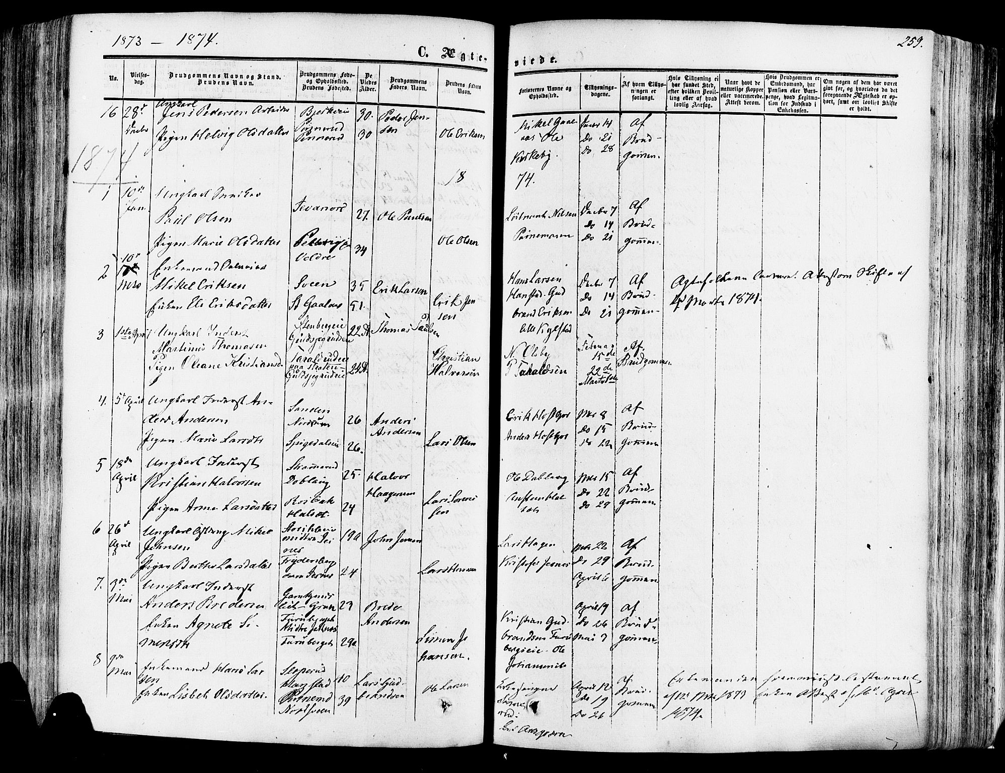 Vang prestekontor, Hedmark, SAH/PREST-008/H/Ha/Haa/L0013: Parish register (official) no. 13, 1855-1879, p. 259