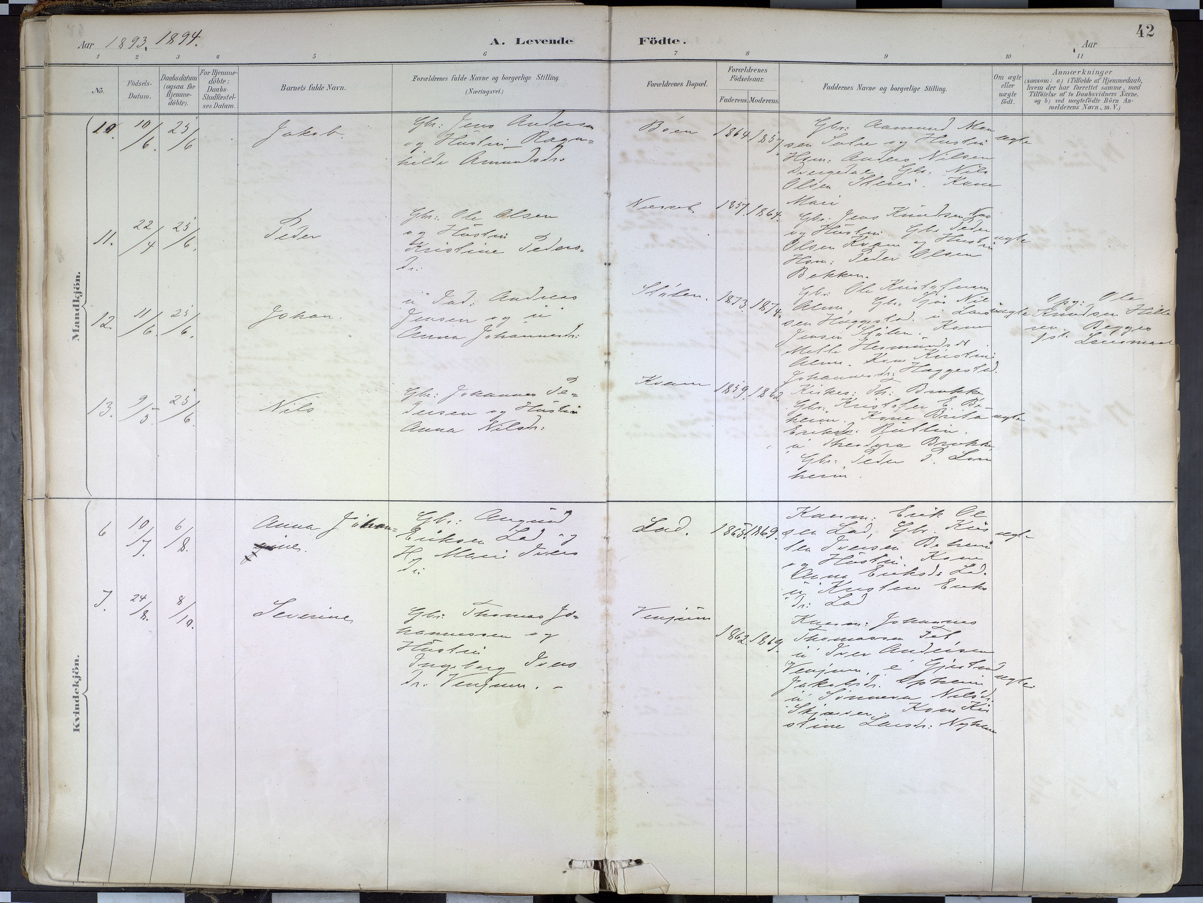 Hafslo sokneprestembete, AV/SAB-A-80301/H/Haa/Haab/L0001: Parish register (official) no. B 1, 1886-1945, p. 42