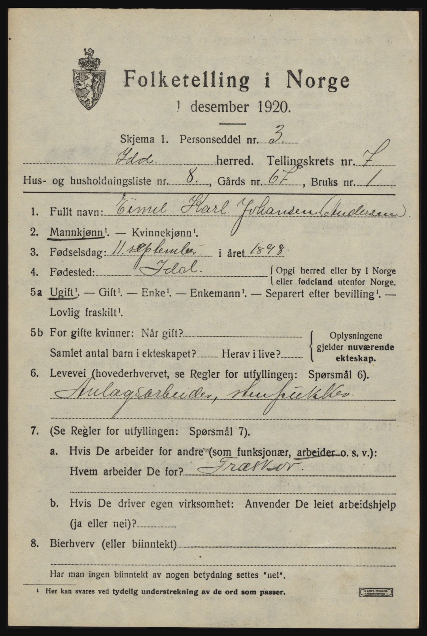 SAO, 1920 census for Idd, 1920, p. 8717