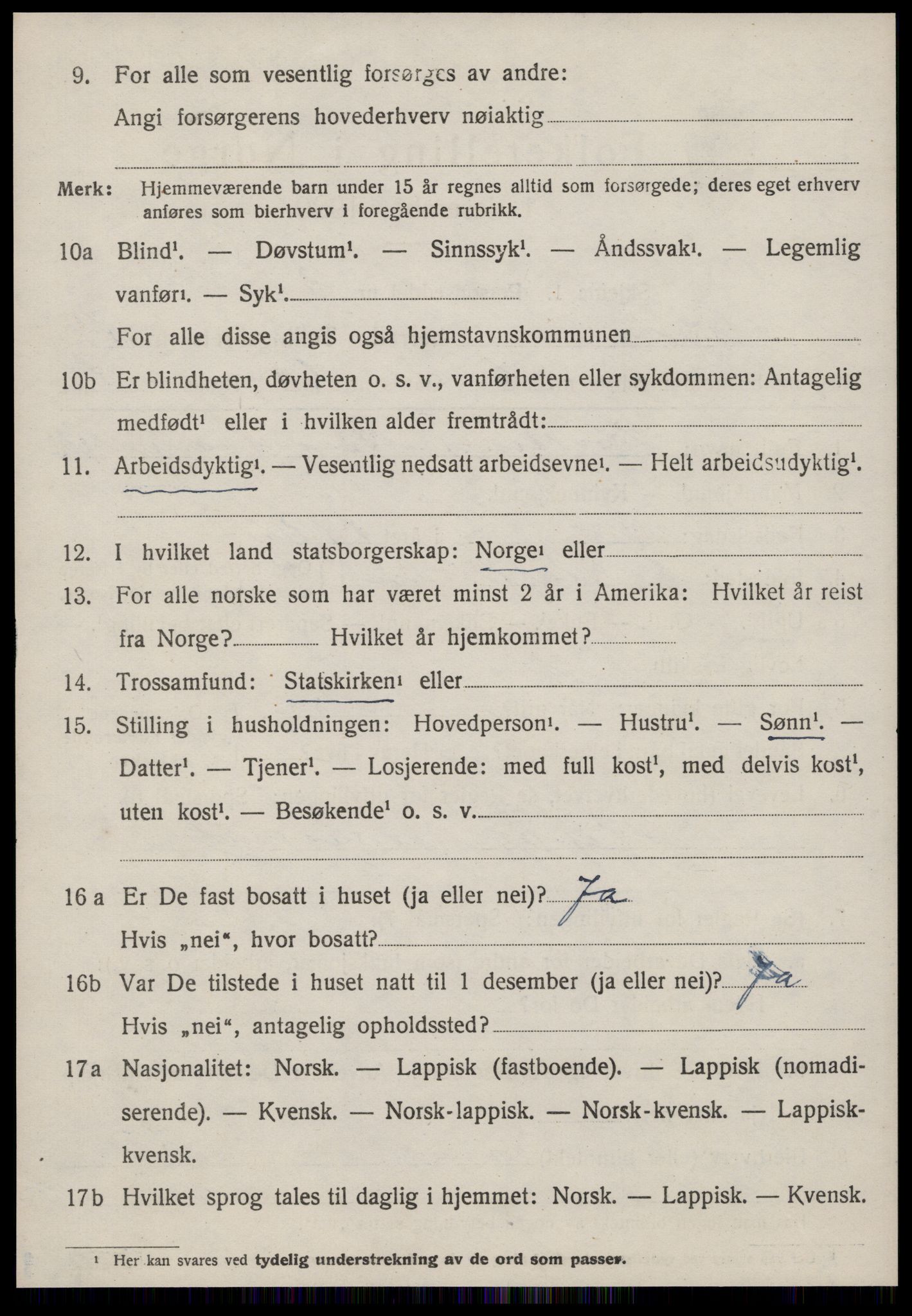 SAT, 1920 census for Å, 1920, p. 5539