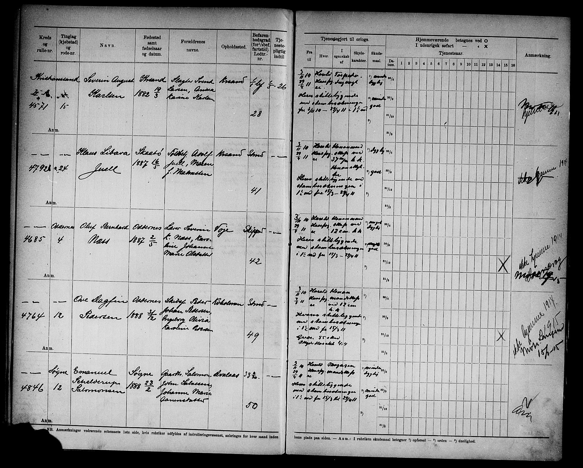 Kristiansand mønstringskrets, AV/SAK-2031-0015/F/Fd/L0012: Rulle sjøvernepliktige, C-12, 1910, p. 24