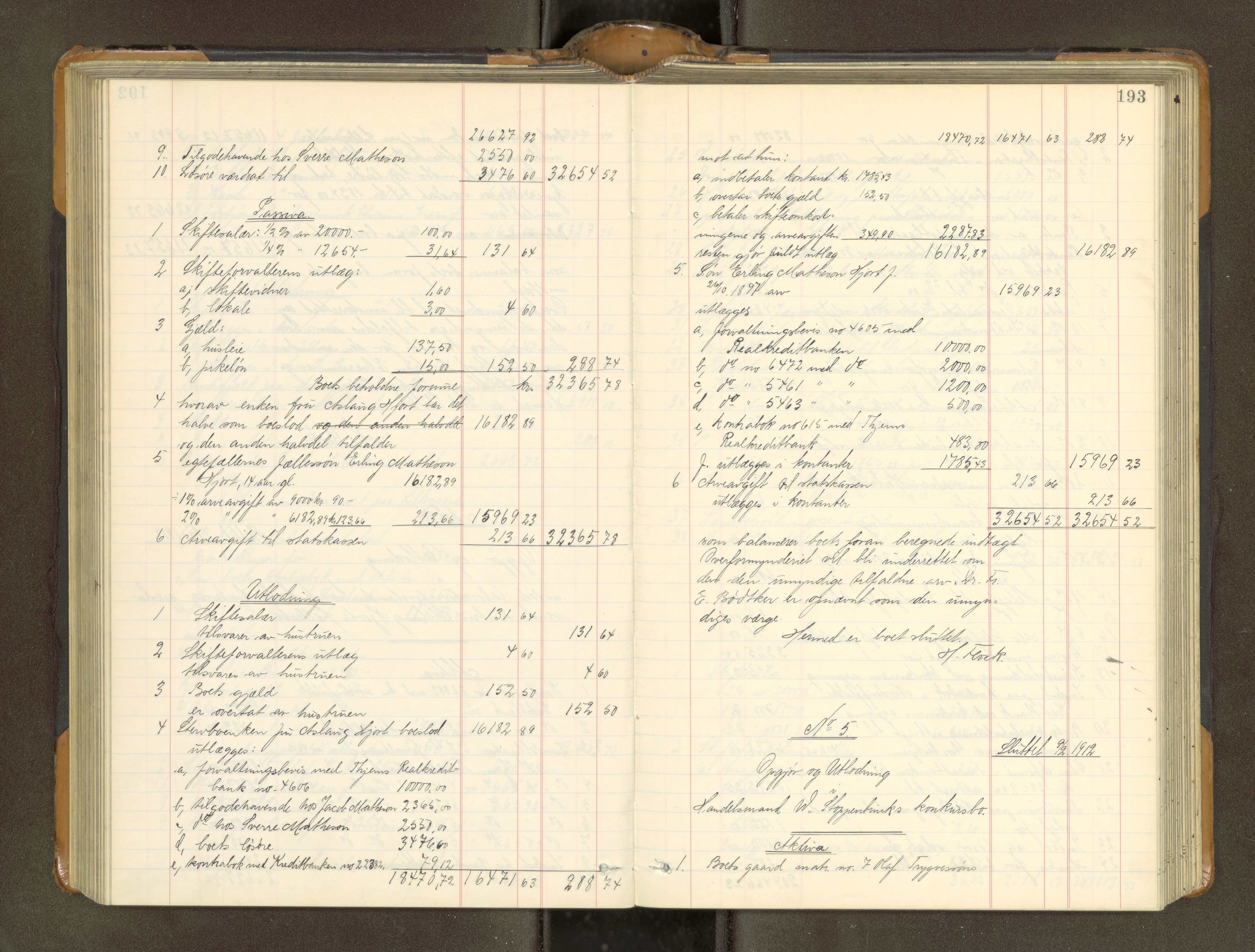 Trondheim byfogd, AV/SAT-A-0003/1/3/3A/L0040: Skifteutlodningsprotokoll - 9/2-1/10. (m/ register), 1910-1913, p. 193