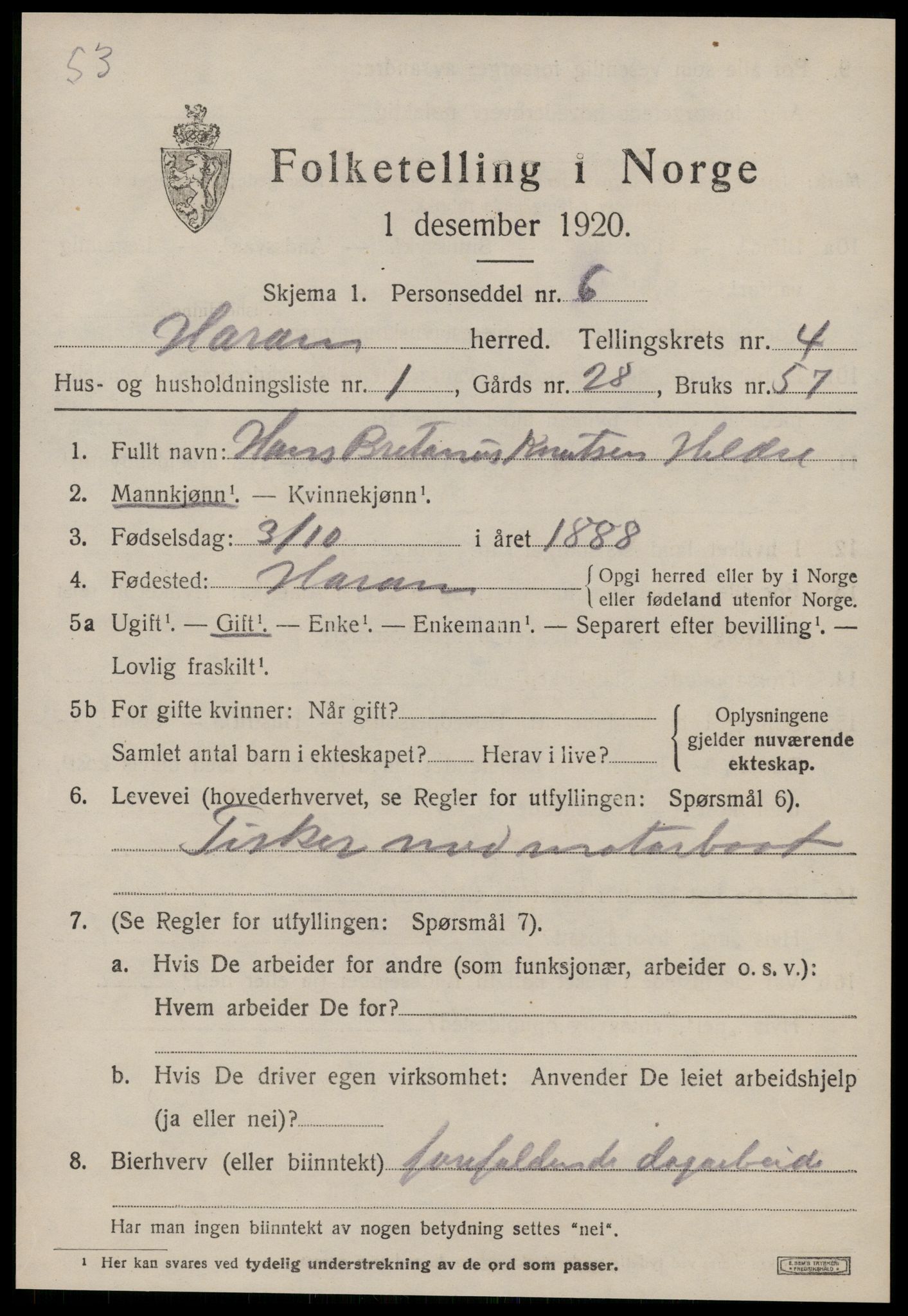 SAT, 1920 census for Haram, 1920, p. 2229