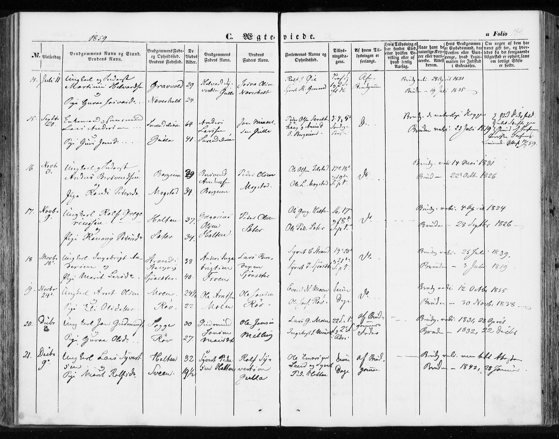 Ministerialprotokoller, klokkerbøker og fødselsregistre - Møre og Romsdal, AV/SAT-A-1454/595/L1044: Parish register (official) no. 595A06, 1852-1863, p. 184