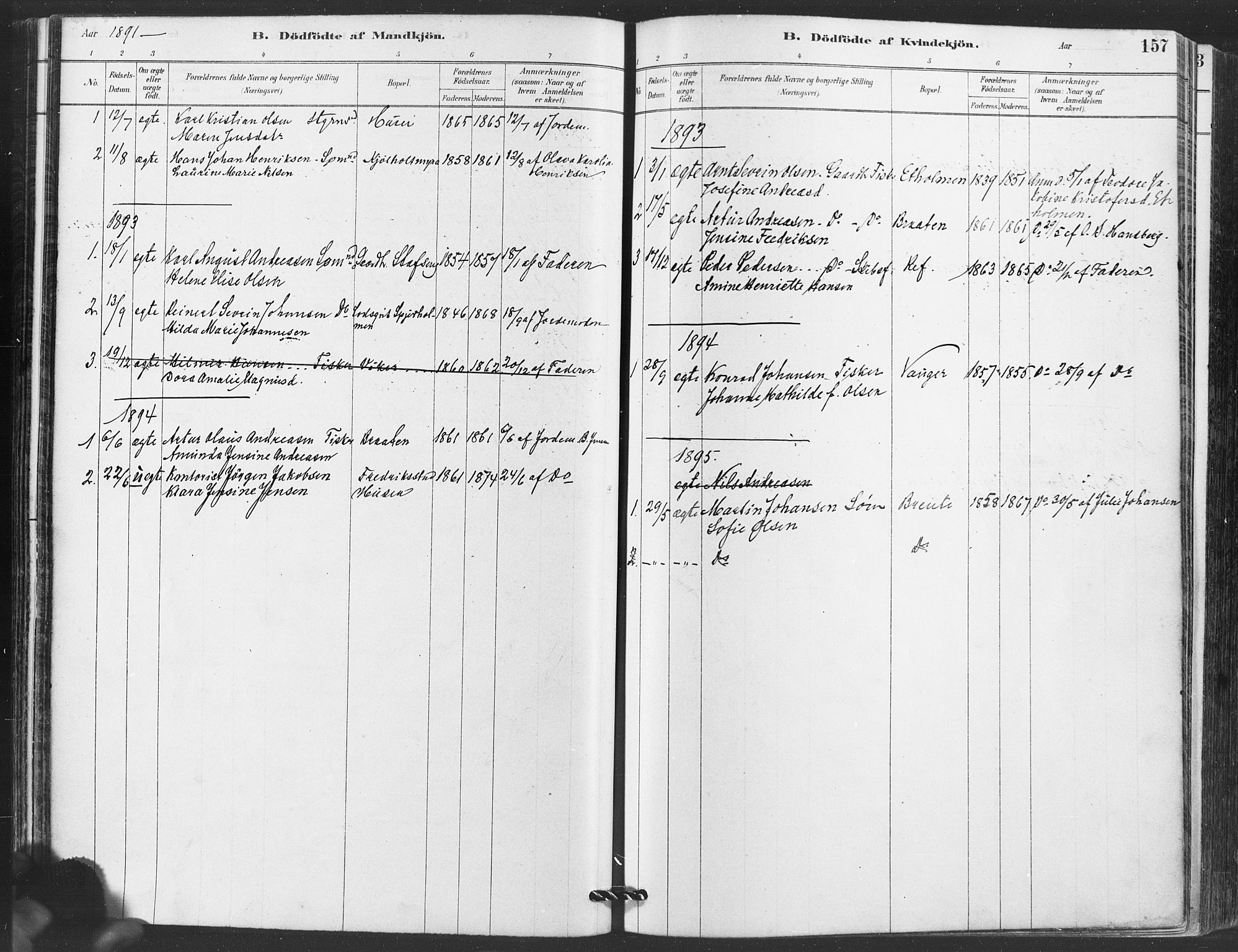 Hvaler prestekontor Kirkebøker, SAO/A-2001/F/Fa/L0008: Parish register (official) no. I 8, 1878-1895, p. 157