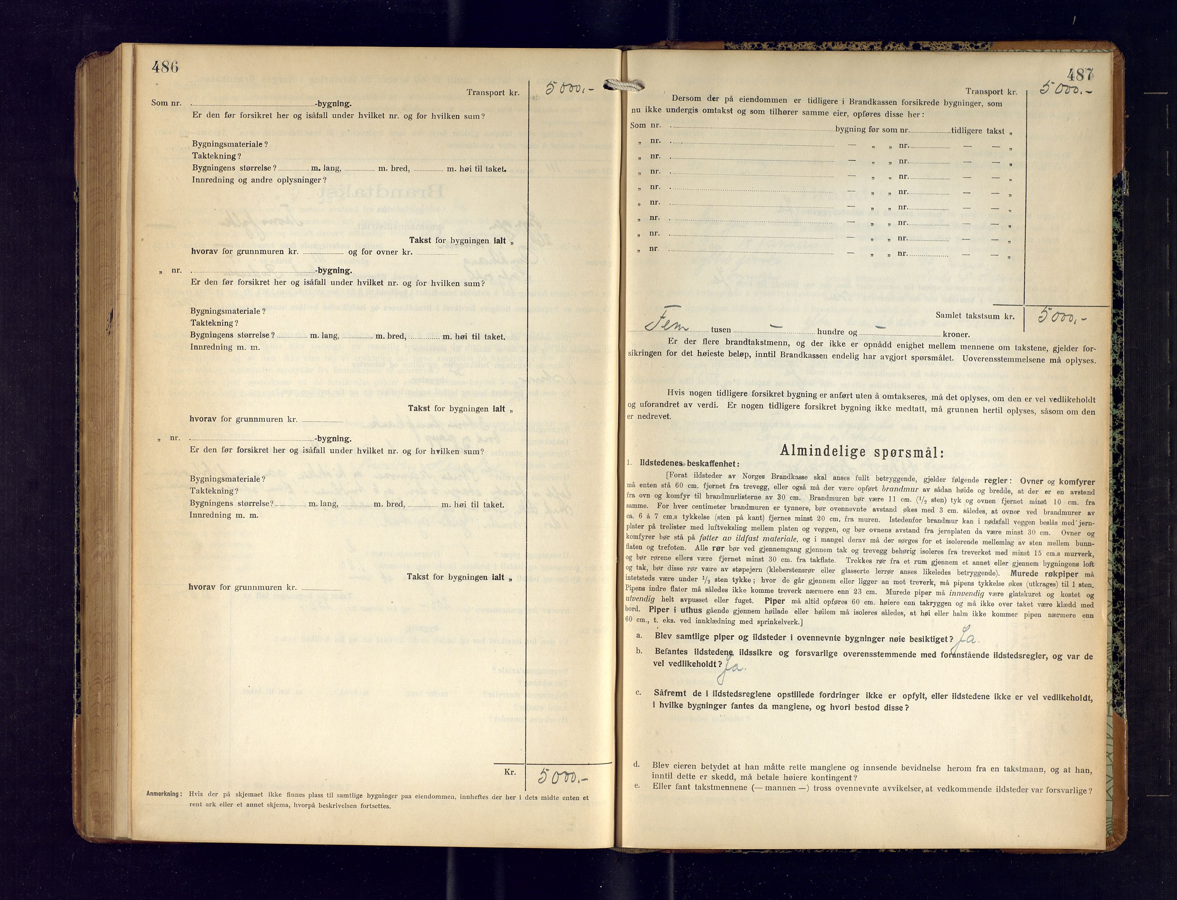 Lyngen lensmannskontor, SATØ/SATO-99/F/Fm/Fmb/L0125: Branntakstprotokoller, 1924-1927, p. 486-487