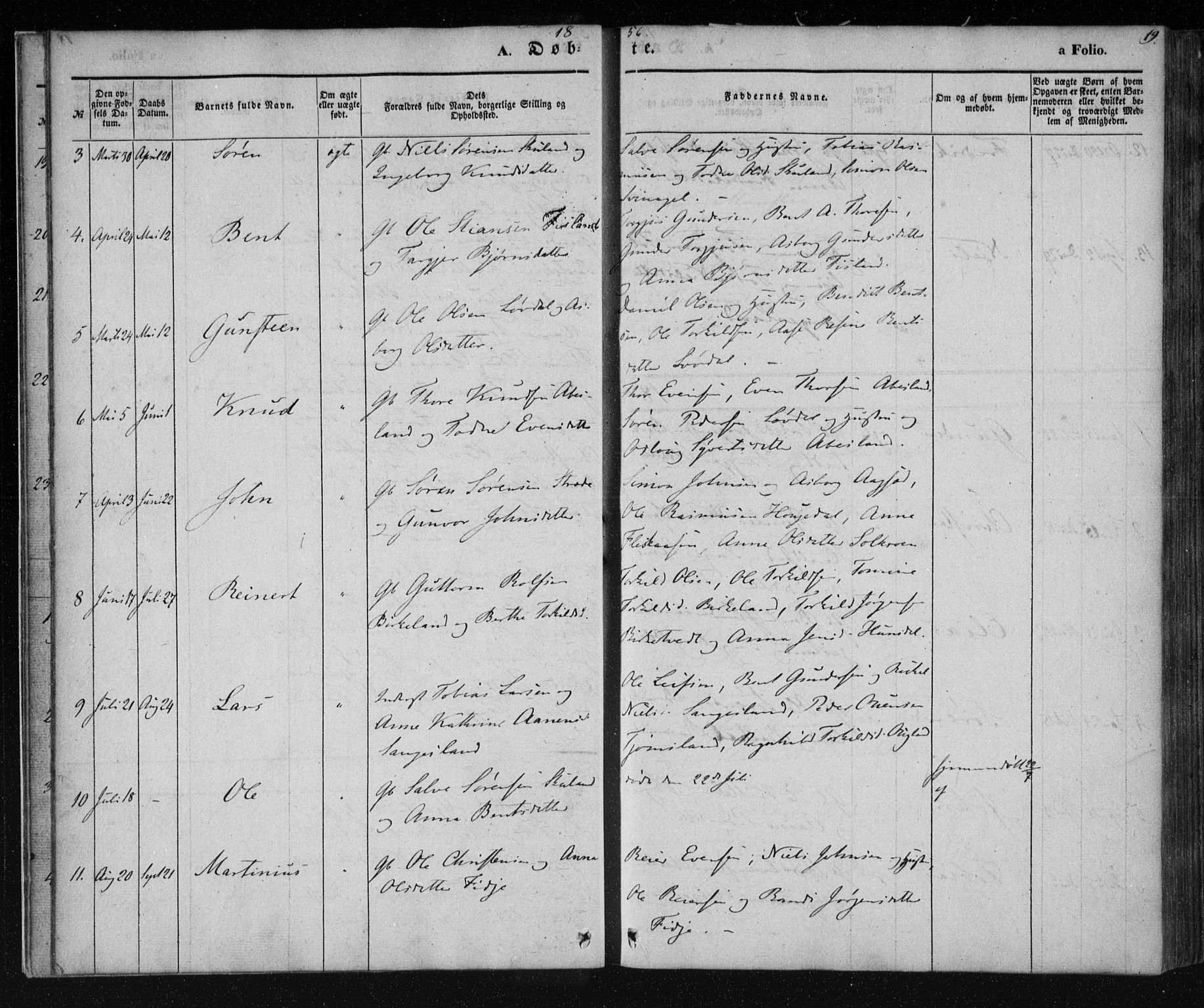 Holum sokneprestkontor, AV/SAK-1111-0022/F/Fa/Fab/L0005: Parish register (official) no. A 5, 1847-1874, p. 19