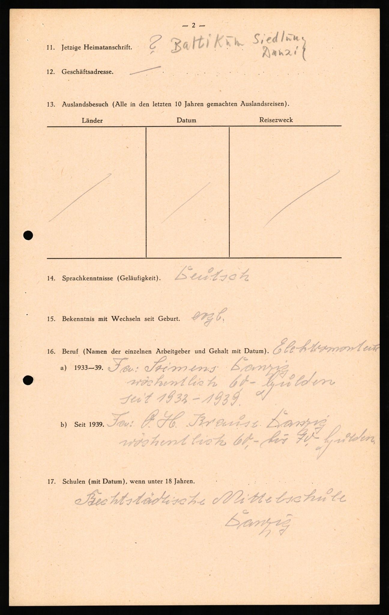 Forsvaret, Forsvarets overkommando II, AV/RA-RAFA-3915/D/Db/L0012: CI Questionaires. Tyske okkupasjonsstyrker i Norge. Tyskere., 1945-1946, p. 24