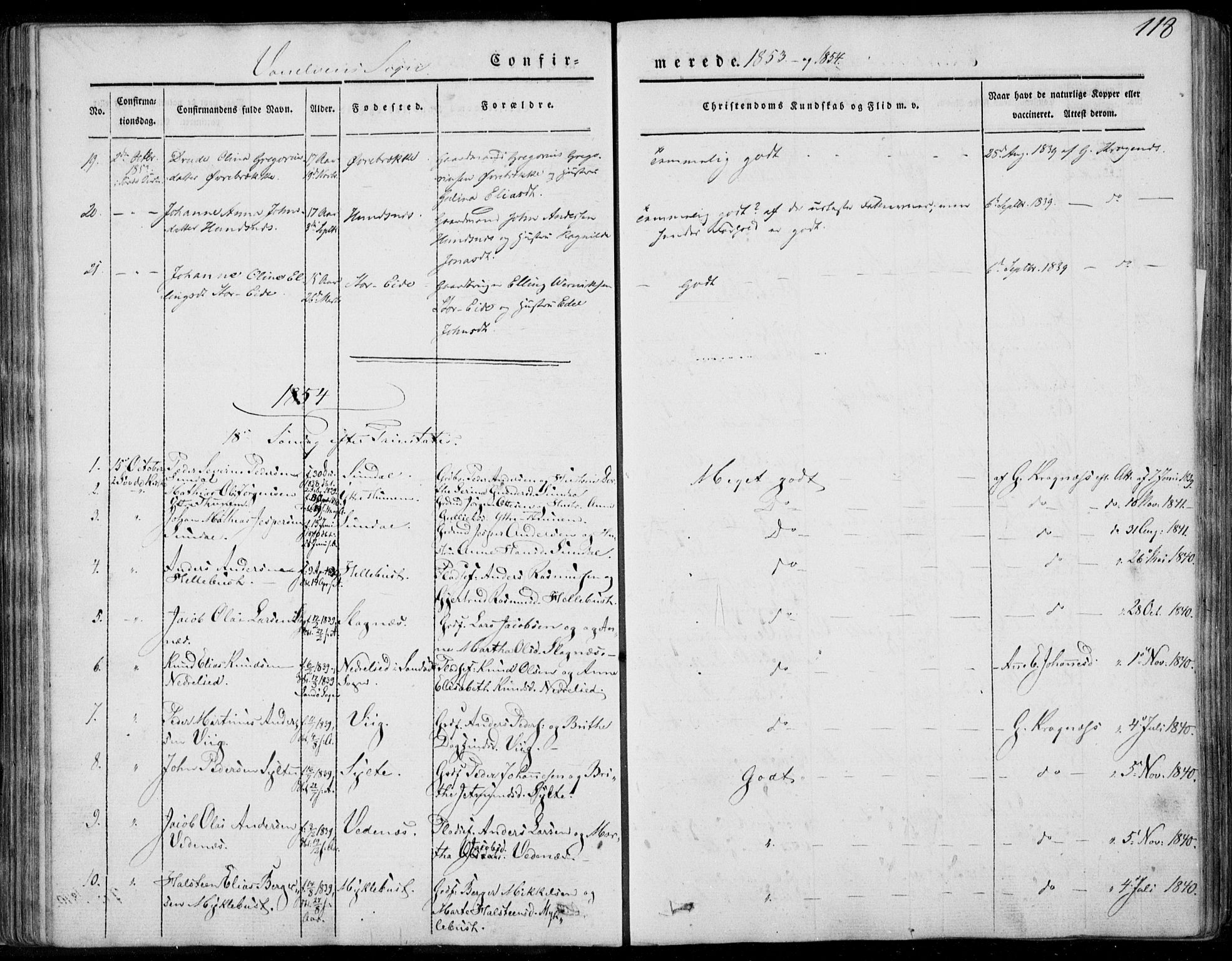 Ministerialprotokoller, klokkerbøker og fødselsregistre - Møre og Romsdal, SAT/A-1454/501/L0006: Parish register (official) no. 501A06, 1844-1868, p. 118