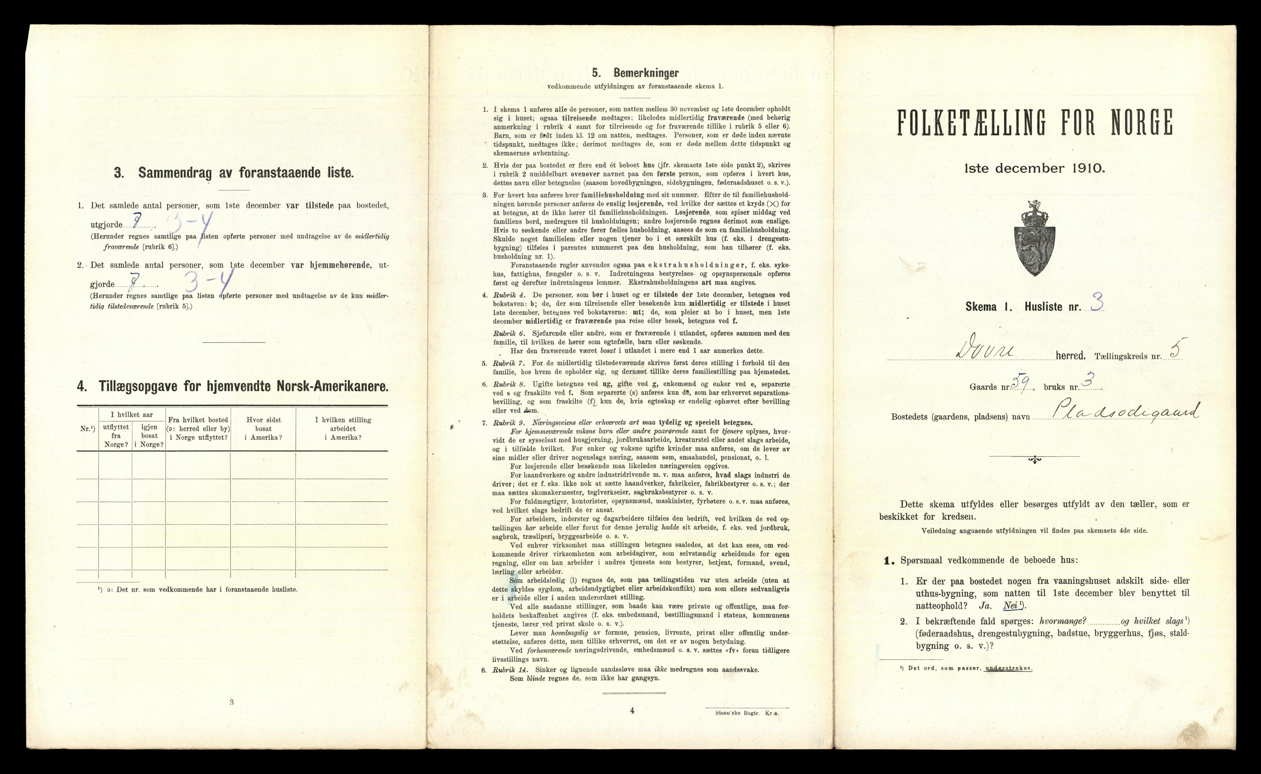 RA, 1910 census for Dovre, 1910, p. 669