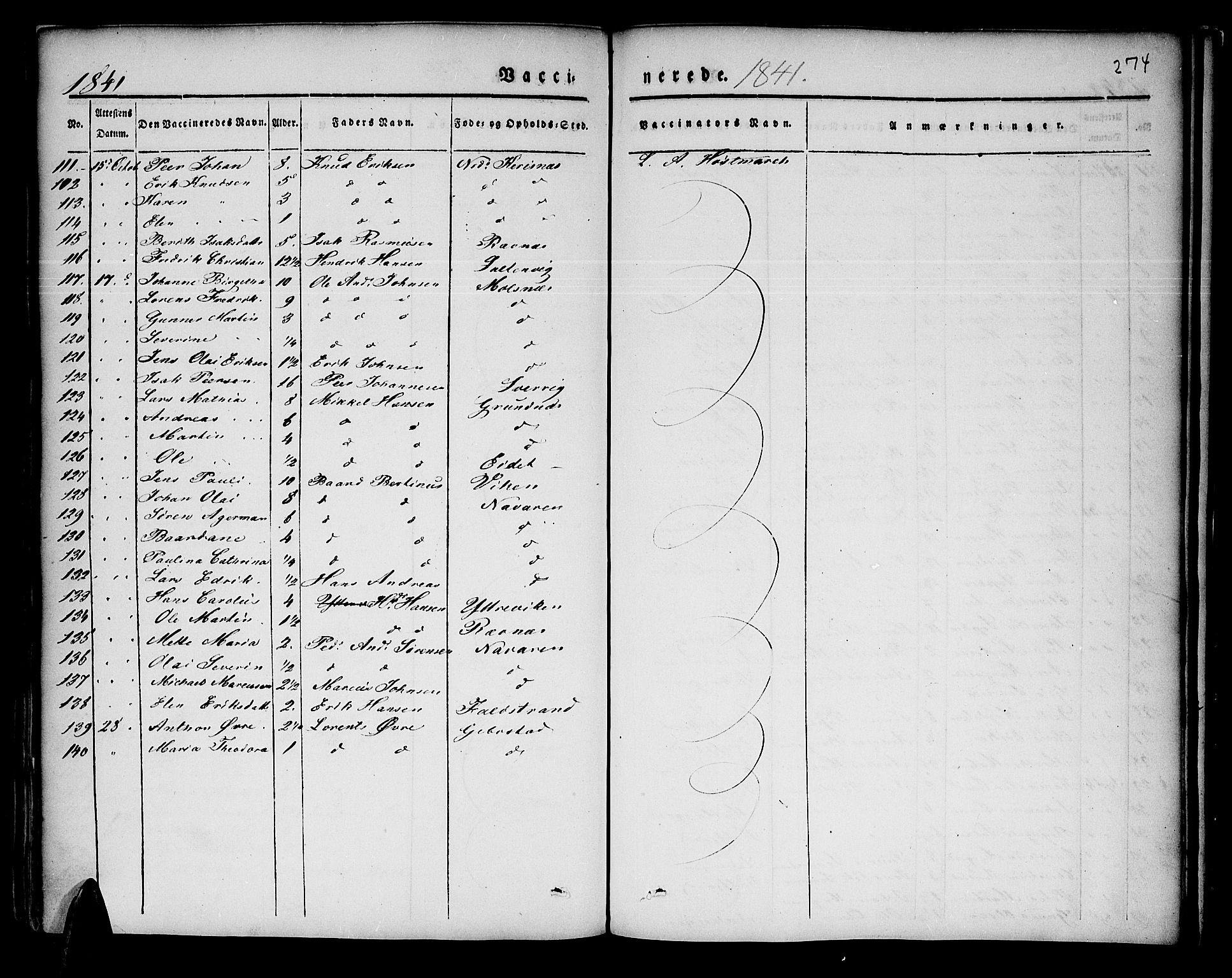 Lenvik sokneprestembete, AV/SATØ-S-1310/H/Ha/Haa/L0004kirke: Parish register (official) no. 4, 1832-1844, p. 274