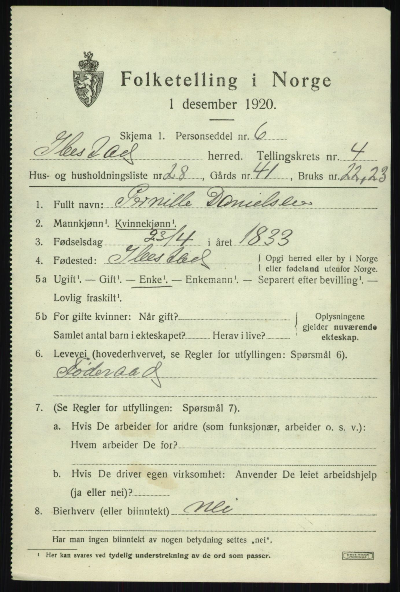 SATØ, 1920 census for Ibestad, 1920, p. 3495