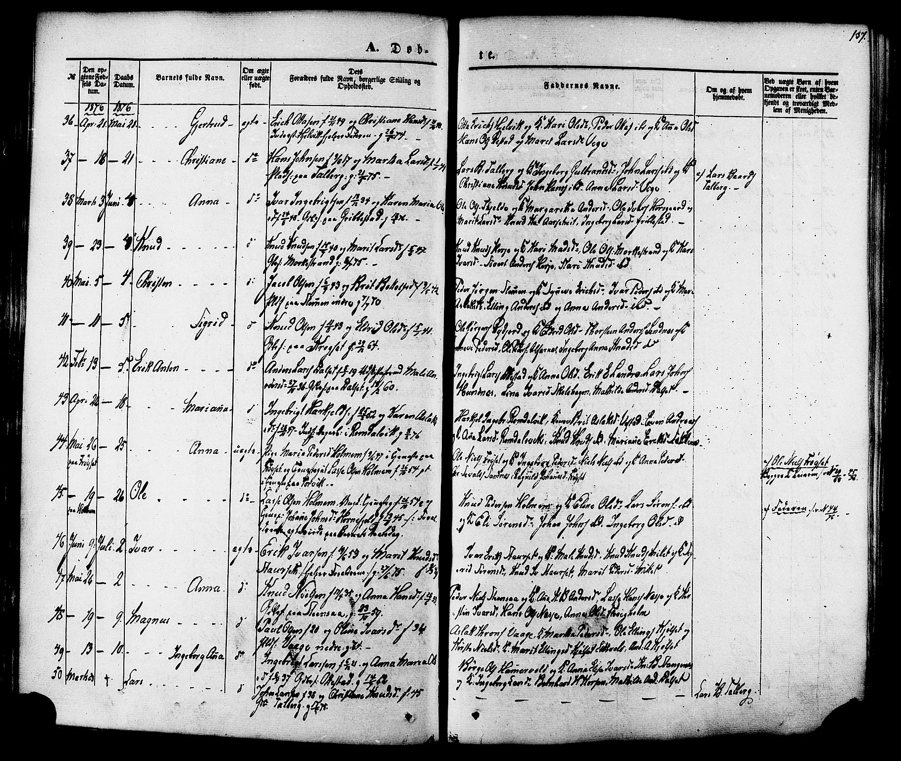 Ministerialprotokoller, klokkerbøker og fødselsregistre - Møre og Romsdal, AV/SAT-A-1454/547/L0603: Parish register (official) no. 547A05, 1846-1877, p. 137