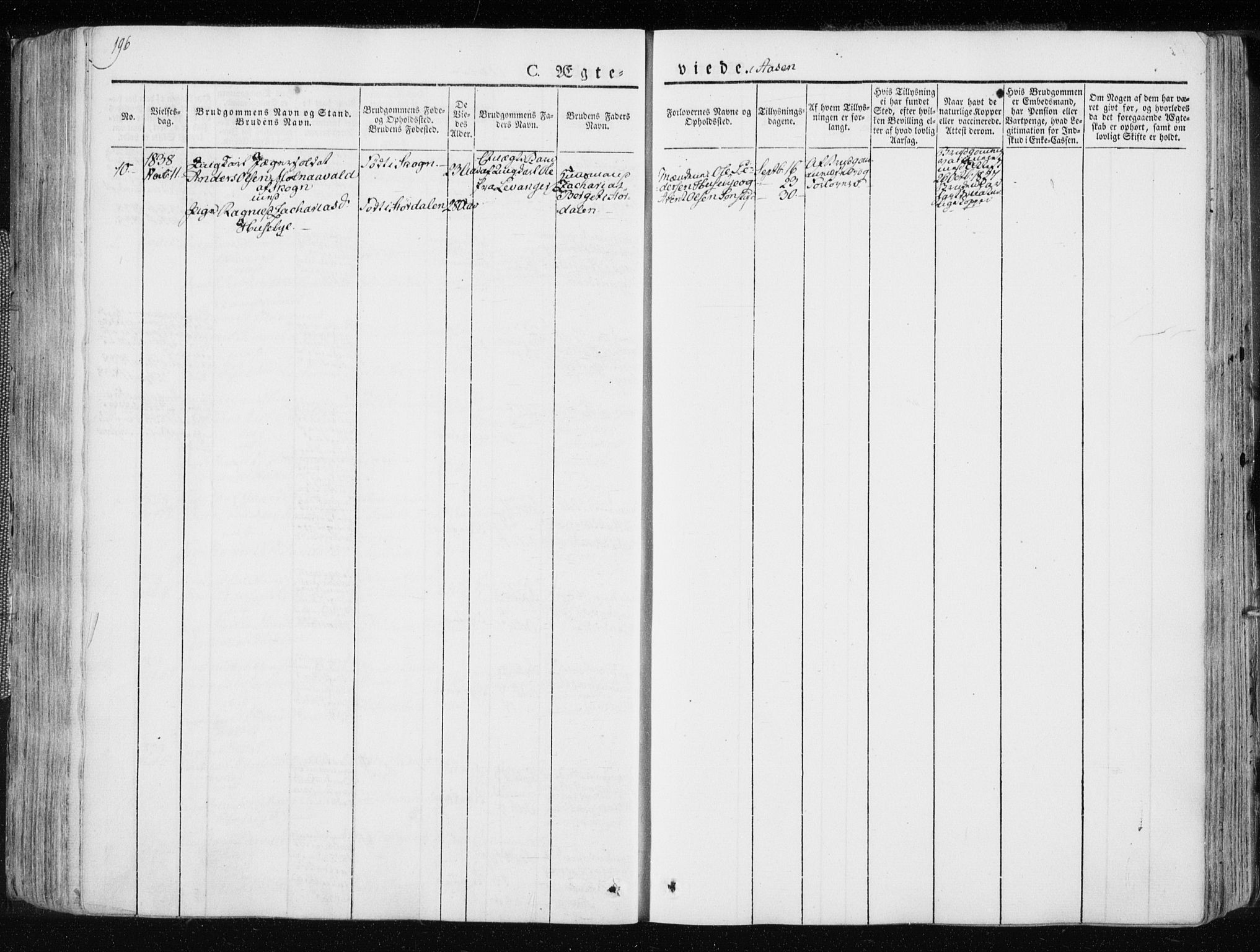 Ministerialprotokoller, klokkerbøker og fødselsregistre - Nord-Trøndelag, SAT/A-1458/713/L0114: Parish register (official) no. 713A05, 1827-1839, p. 196