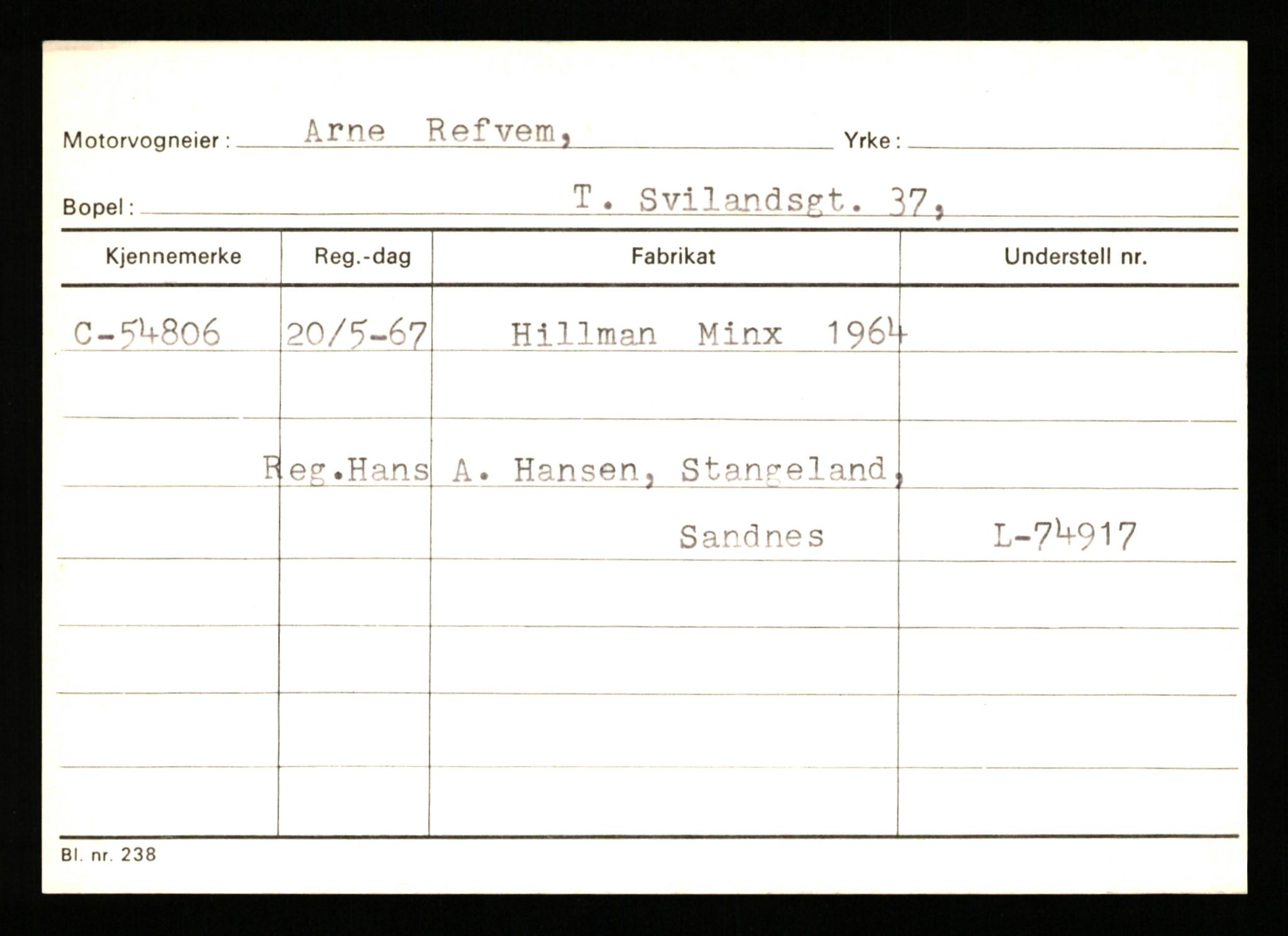 Stavanger trafikkstasjon, AV/SAST-A-101942/0/G/L0007: Registreringsnummer: 49019 - 67460, 1930-1971, p. 1467