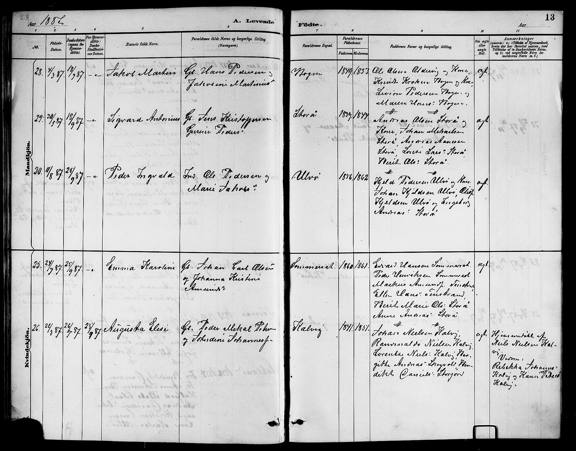 Ministerialprotokoller, klokkerbøker og fødselsregistre - Nordland, AV/SAT-A-1459/861/L0876: Parish register (copy) no. 861C02, 1887-1903, p. 13