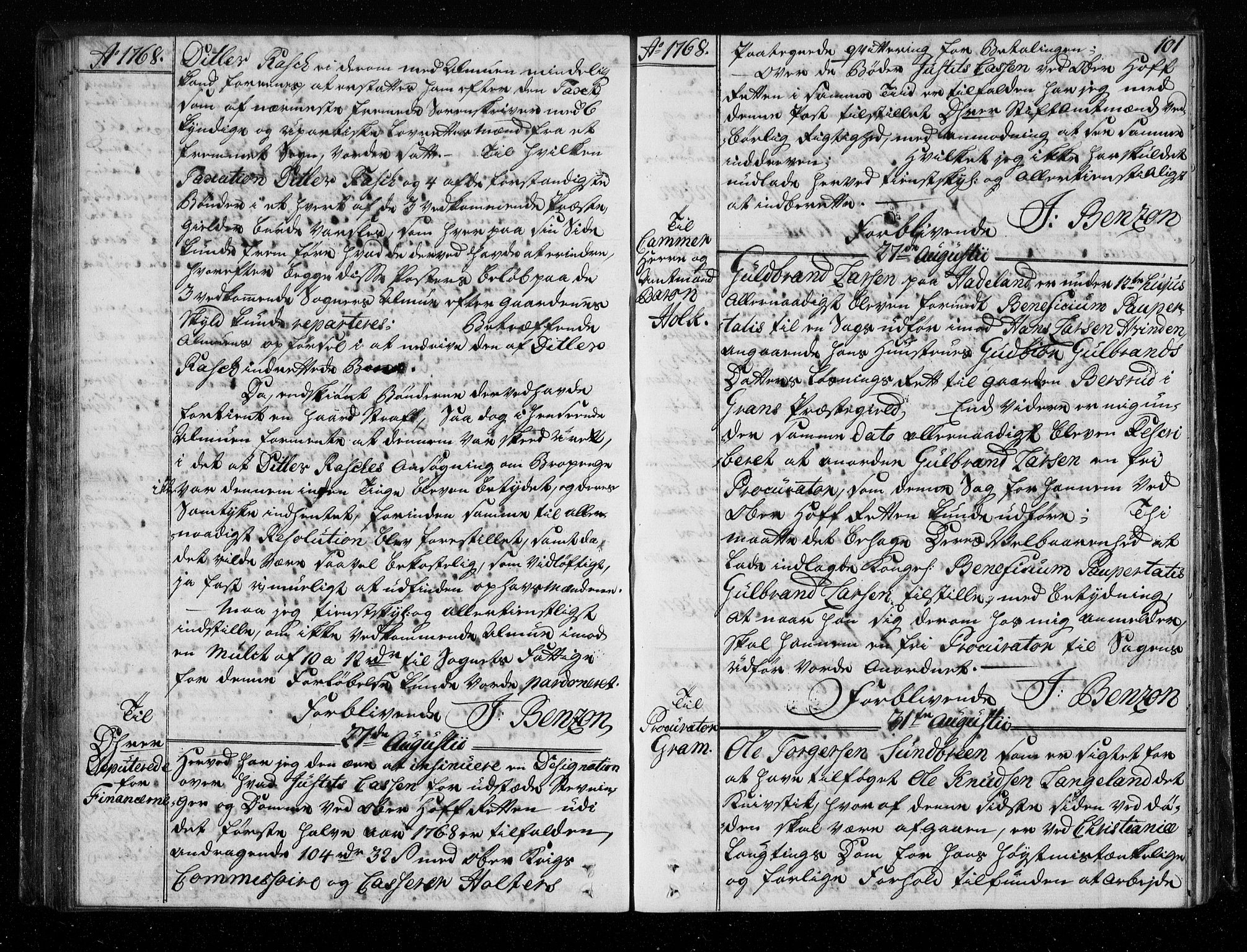 Stattholderembetet 1572-1771, AV/RA-EA-2870/Bf/L0007: Stattholderprotokoll (allmenn kopibok), 1768-1769, p. 100b-101a