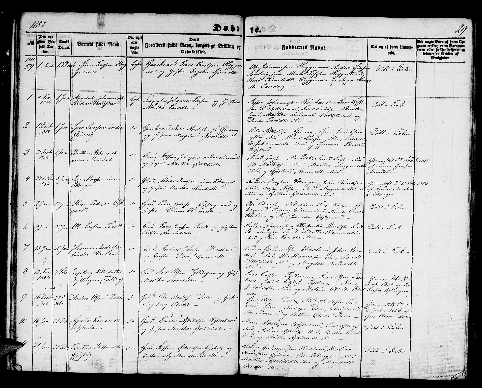 Hamre sokneprestembete, SAB/A-75501/H/Ha/Hab: Parish register (copy) no. B 1, 1852-1863, p. 29