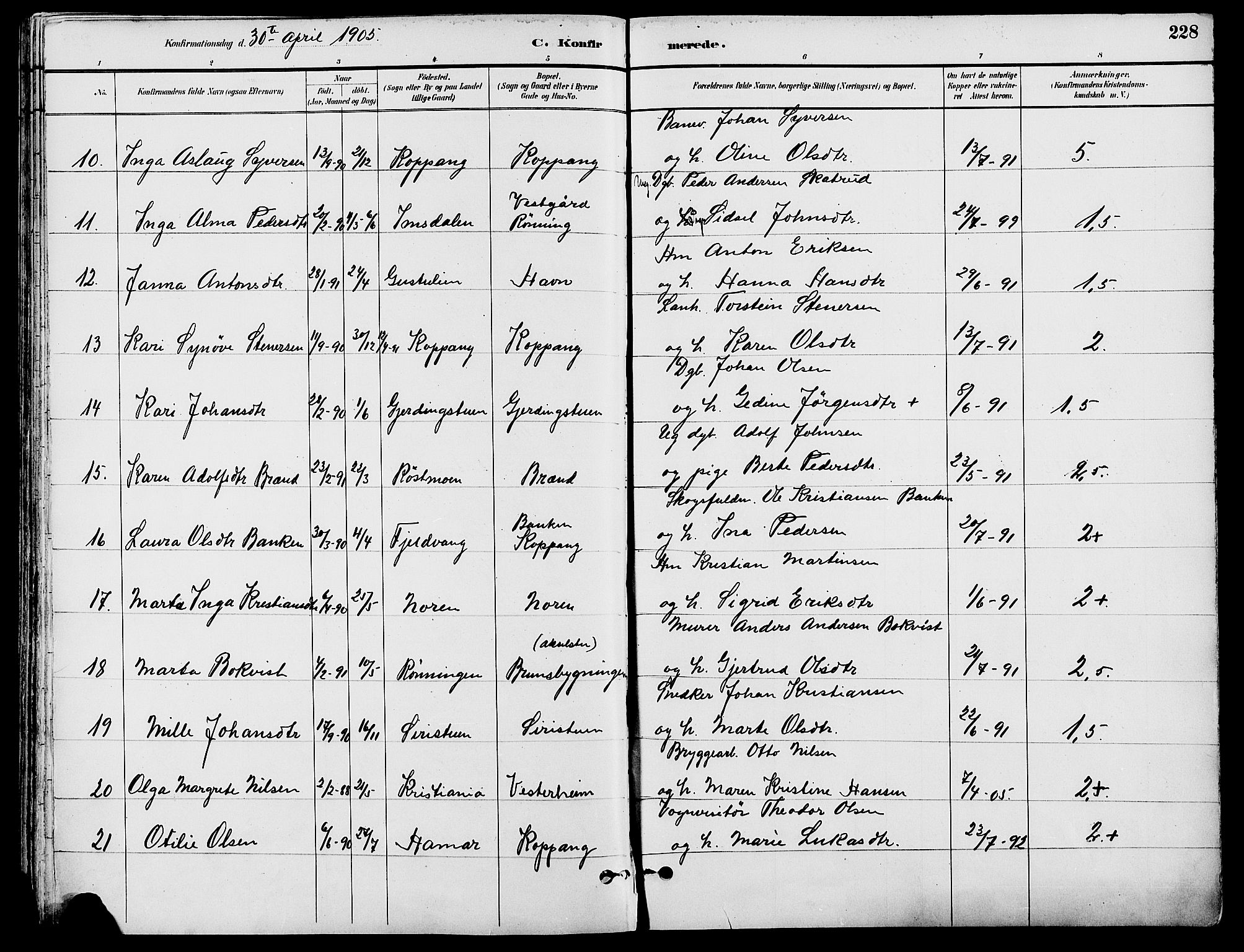 Stor-Elvdal prestekontor, AV/SAH-PREST-052/H/Ha/Haa/L0002: Parish register (official) no. 2, 1882-1907, p. 228