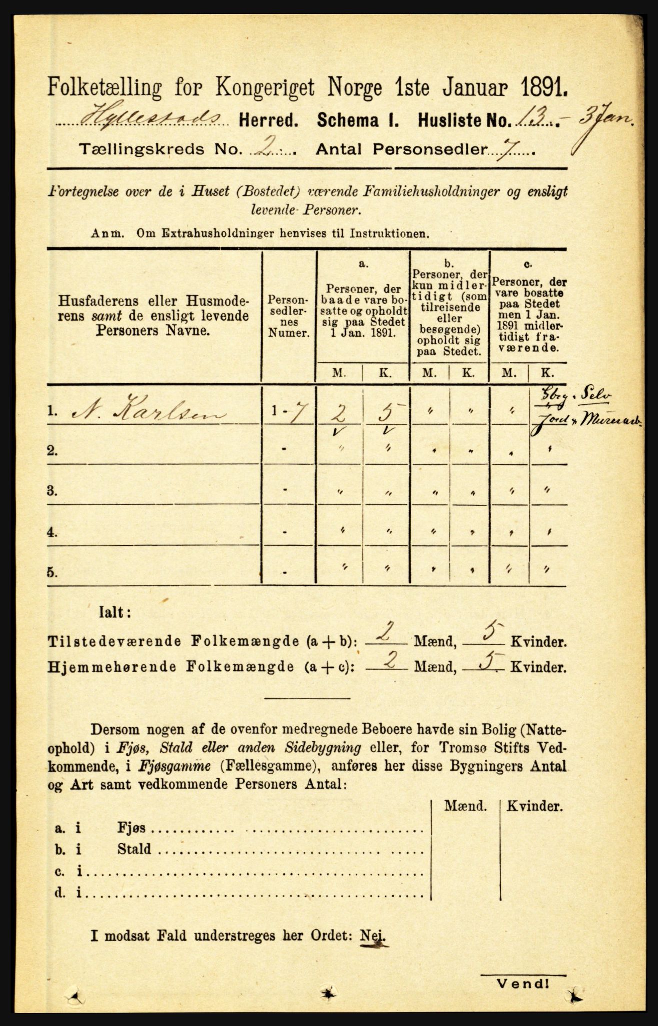 RA, 1891 census for 1413 Hyllestad, 1891, p. 133