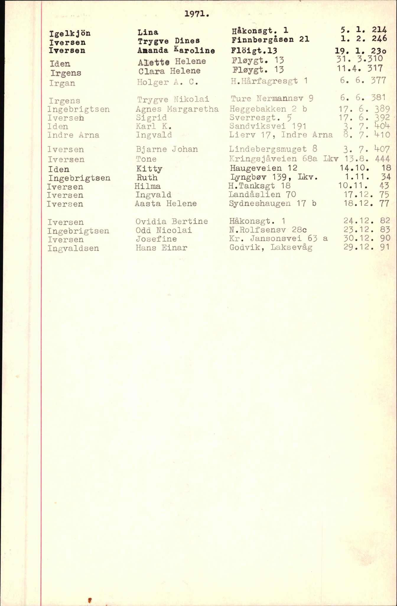 Byfogd og Byskriver i Bergen, SAB/A-3401/06/06Nb/L0009: Register til dødsfalljournaler, 1970-1972, p. 59