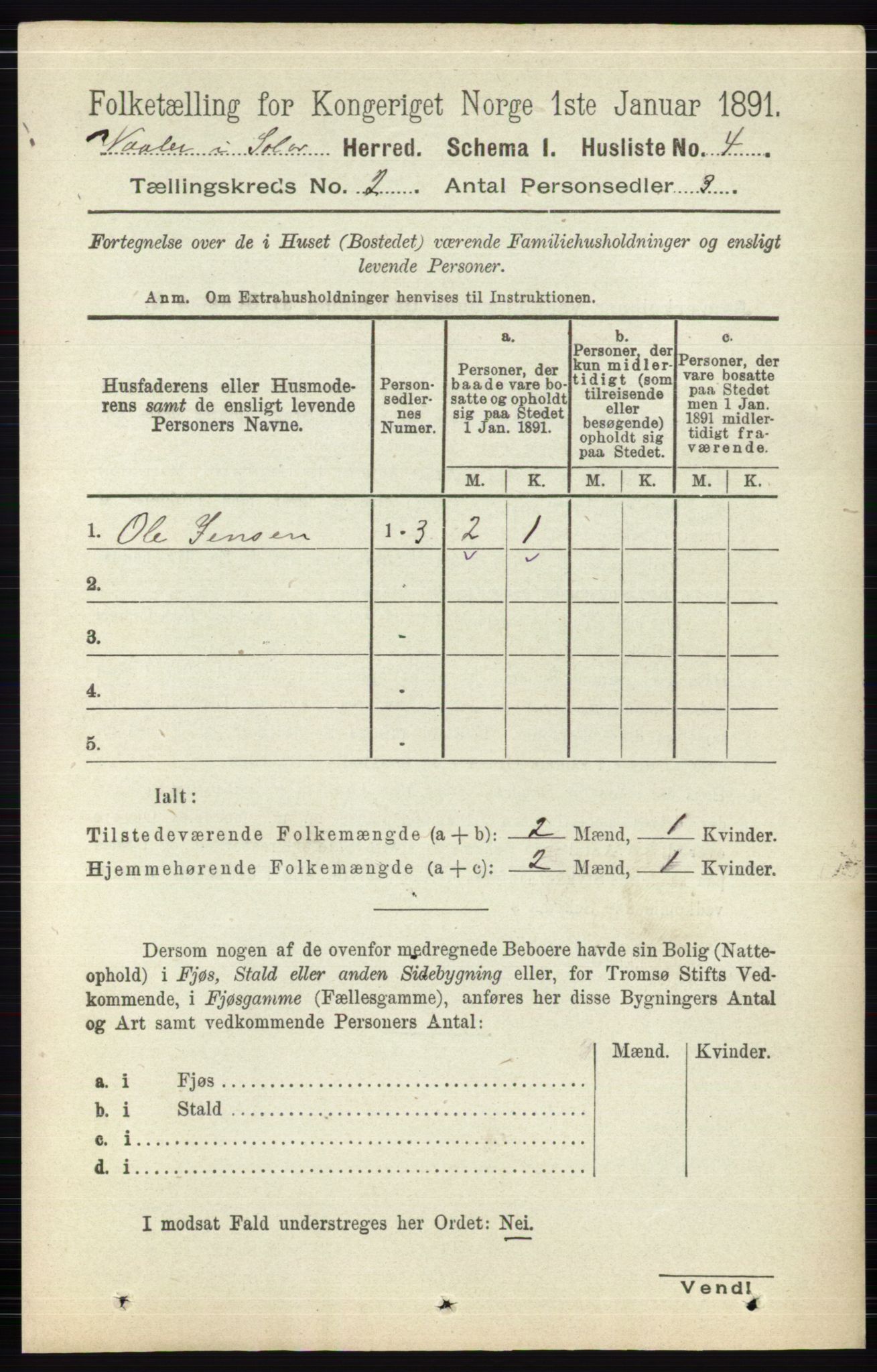 RA, 1891 census for 0426 Våler, 1891, p. 433