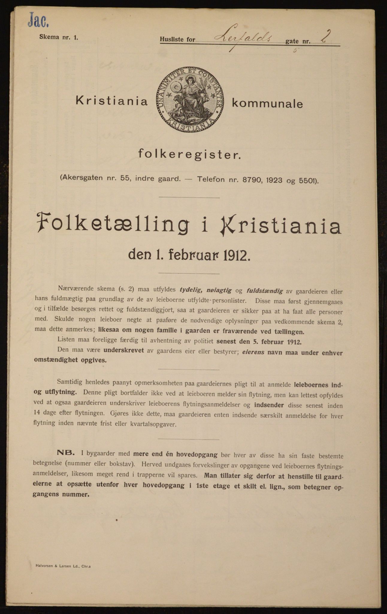 OBA, Municipal Census 1912 for Kristiania, 1912, p. 57570