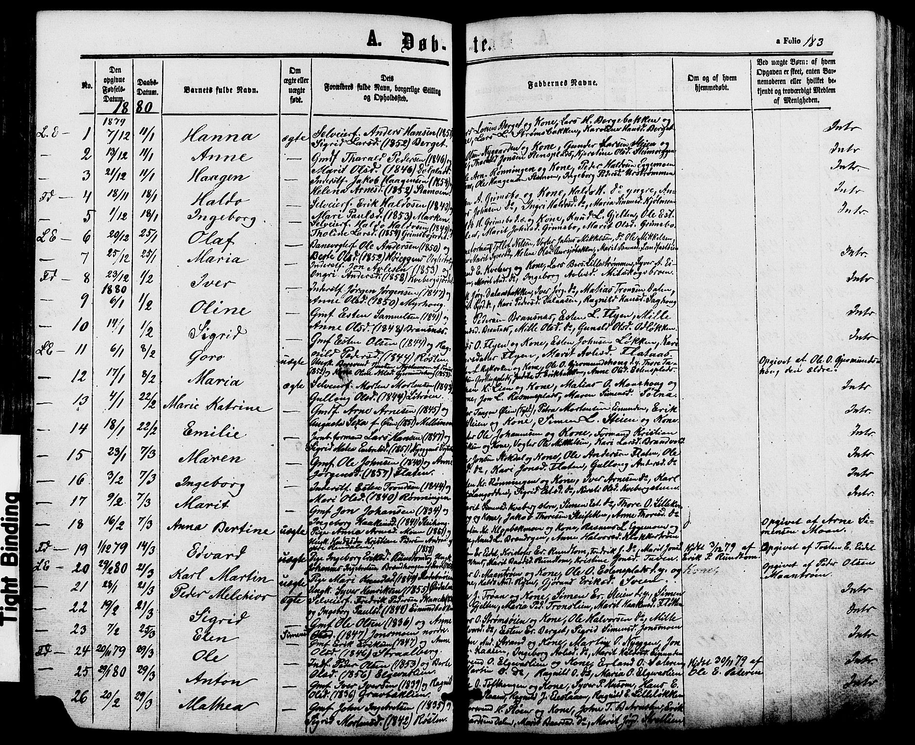 Alvdal prestekontor, SAH/PREST-060/H/Ha/Haa/L0001: Parish register (official) no. 1, 1863-1882, p. 183