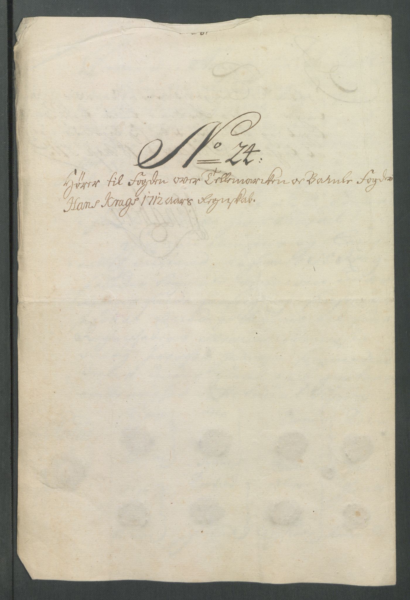 Rentekammeret inntil 1814, Reviderte regnskaper, Fogderegnskap, AV/RA-EA-4092/R36/L2123: Fogderegnskap Øvre og Nedre Telemark og Bamble, 1712, p. 261