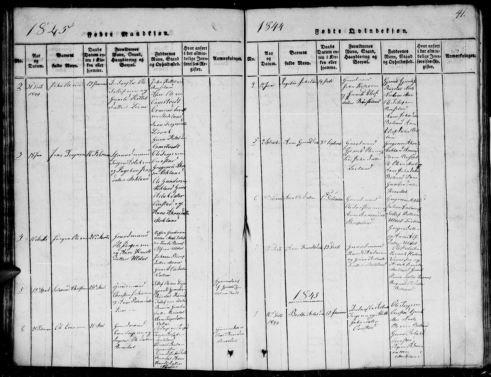 Herefoss sokneprestkontor, AV/SAK-1111-0019/F/Fb/Fbc/L0001: Parish register (copy) no. B 1, 1816-1866, p. 41