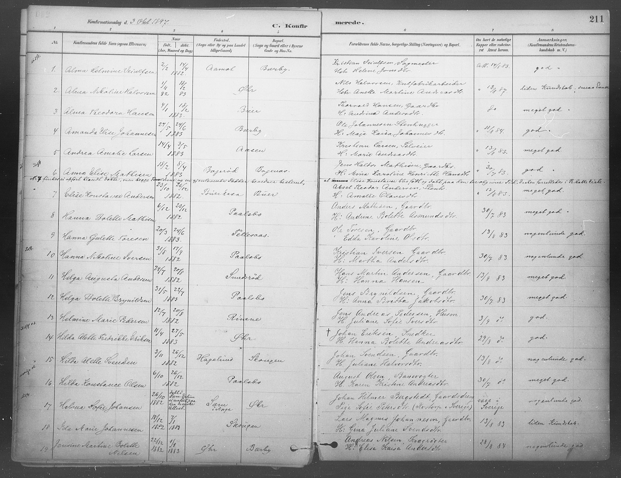 Idd prestekontor Kirkebøker, SAO/A-10911/F/Fb/L0002: Parish register (official) no. II 2, 1882-1923, p. 211