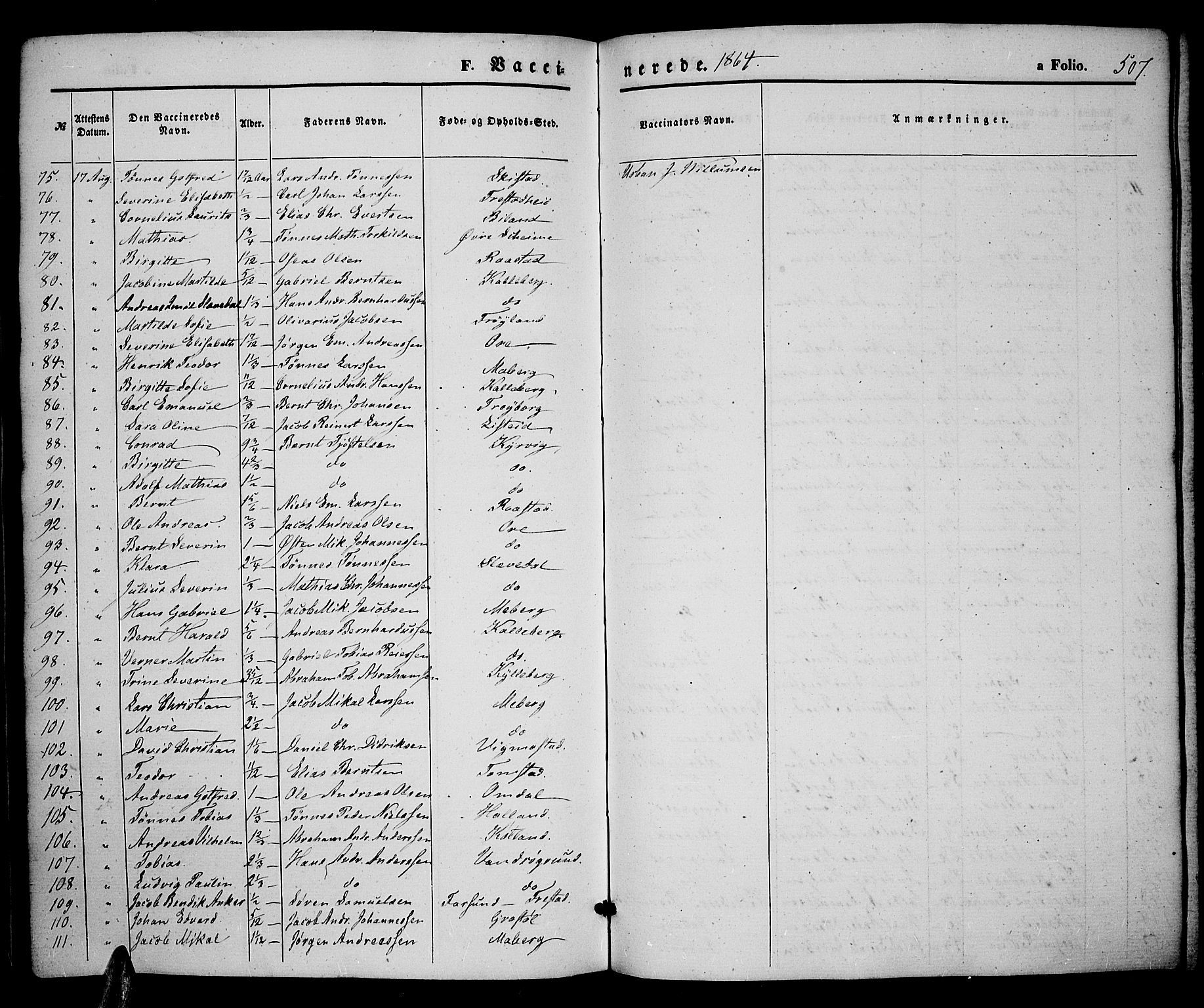 Lista sokneprestkontor, AV/SAK-1111-0027/F/Fb/L0003: Parish register (copy) no. B 3, 1862-1877, p. 507