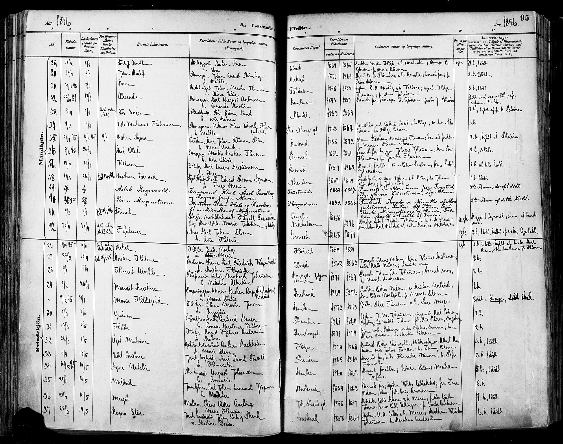 Halden prestekontor Kirkebøker, SAO/A-10909/F/Fa/L0013: Parish register (official) no. I 13, 1890-1906, p. 95
