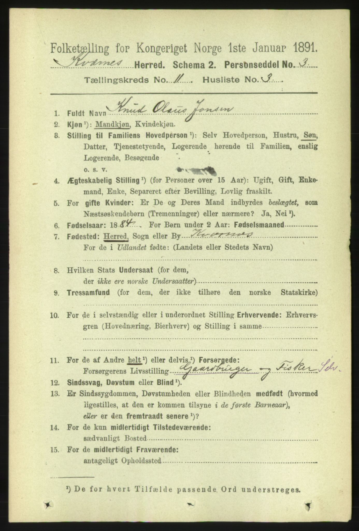 RA, 1891 census for 1553 Kvernes, 1891, p. 4824