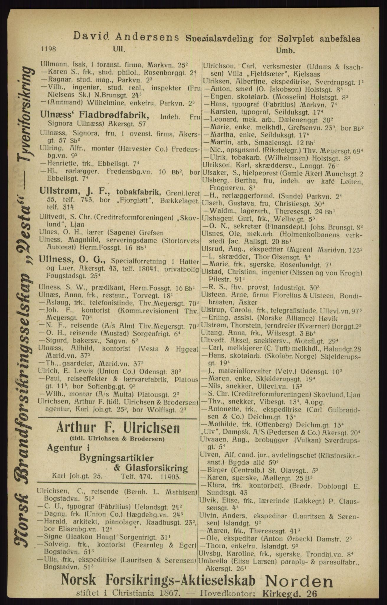 Kristiania/Oslo adressebok, PUBL/-, 1916, p. 1198