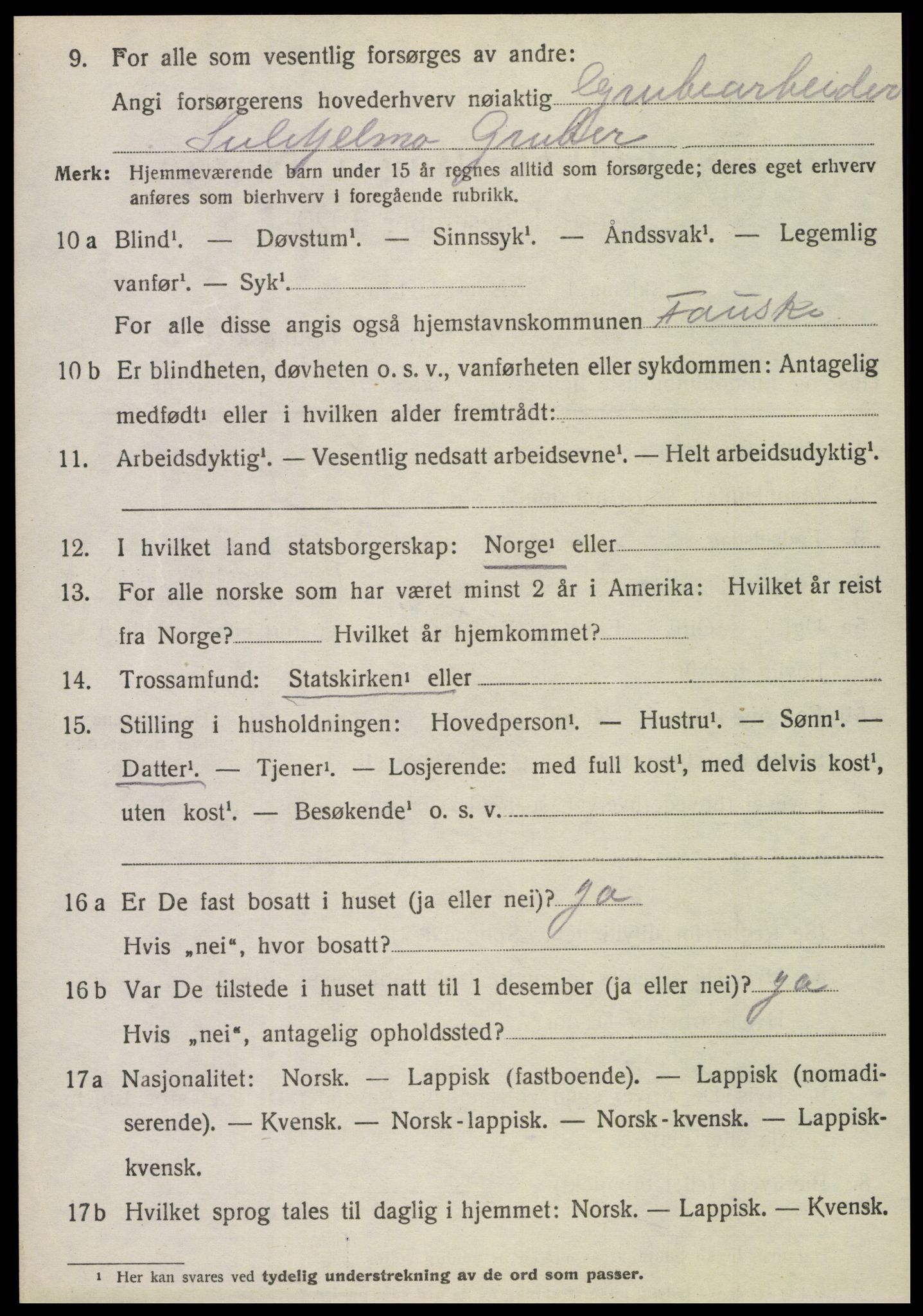 SAT, 1920 census for Fauske, 1920, p. 6059