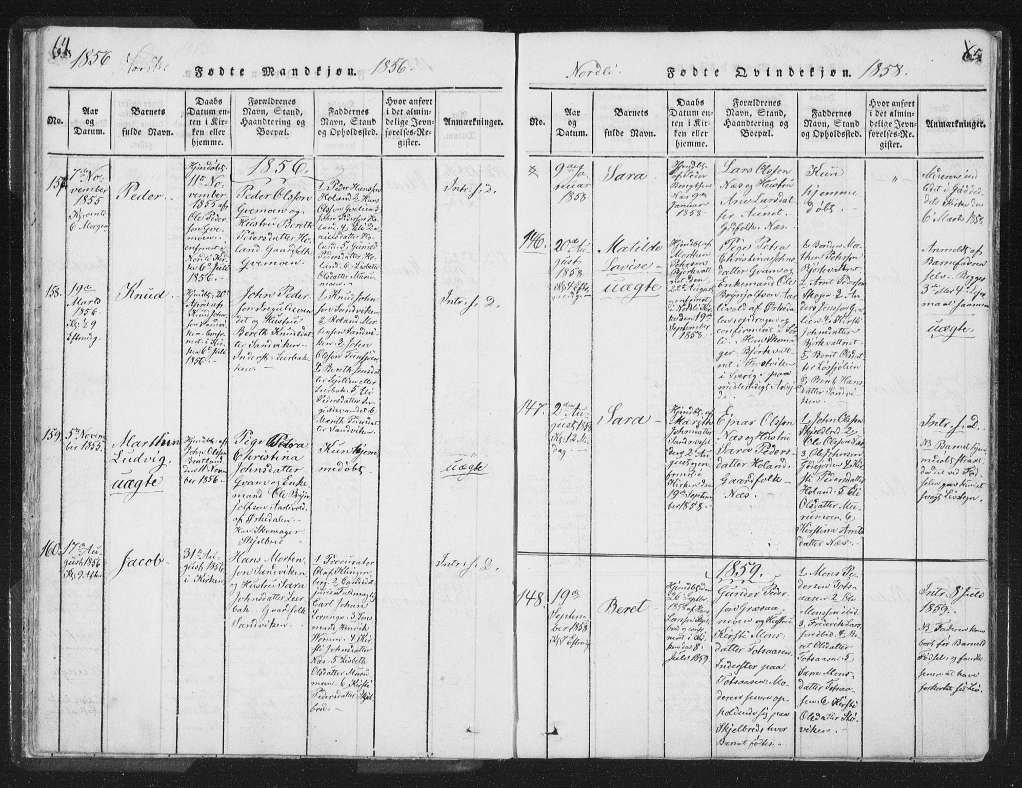 Ministerialprotokoller, klokkerbøker og fødselsregistre - Nord-Trøndelag, SAT/A-1458/755/L0491: Parish register (official) no. 755A01 /1, 1817-1864, p. 64-65