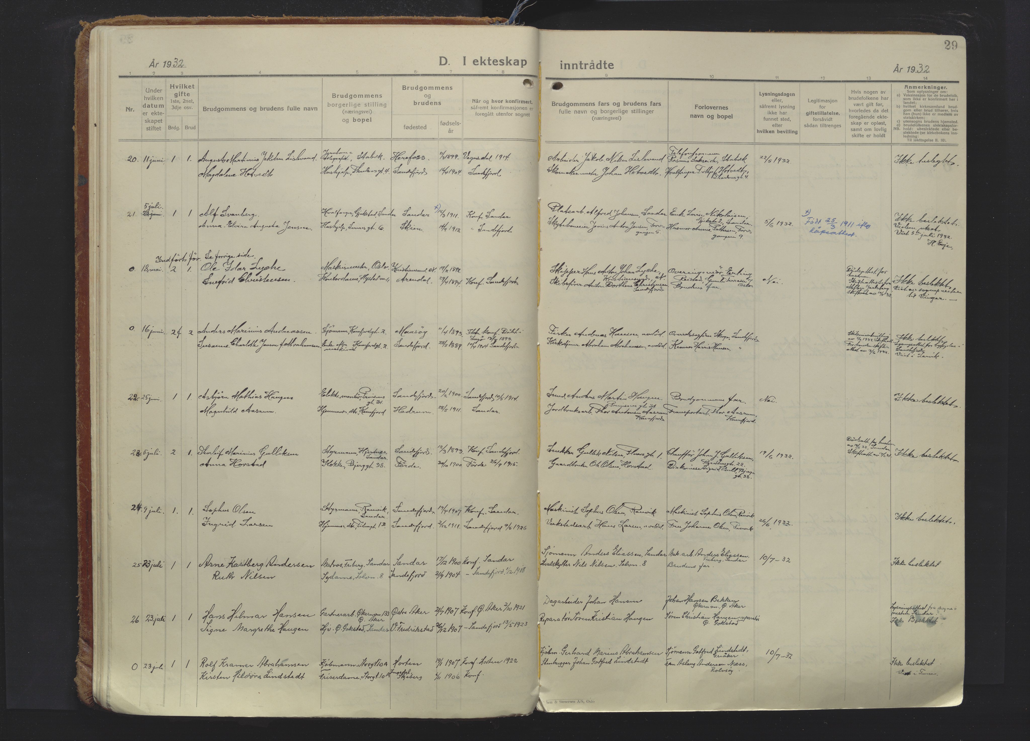 Sandefjord kirkebøker, SAKO/A-315/F/Fa/L0009: Parish register (official) no. 9, 1926-1945, p. 29