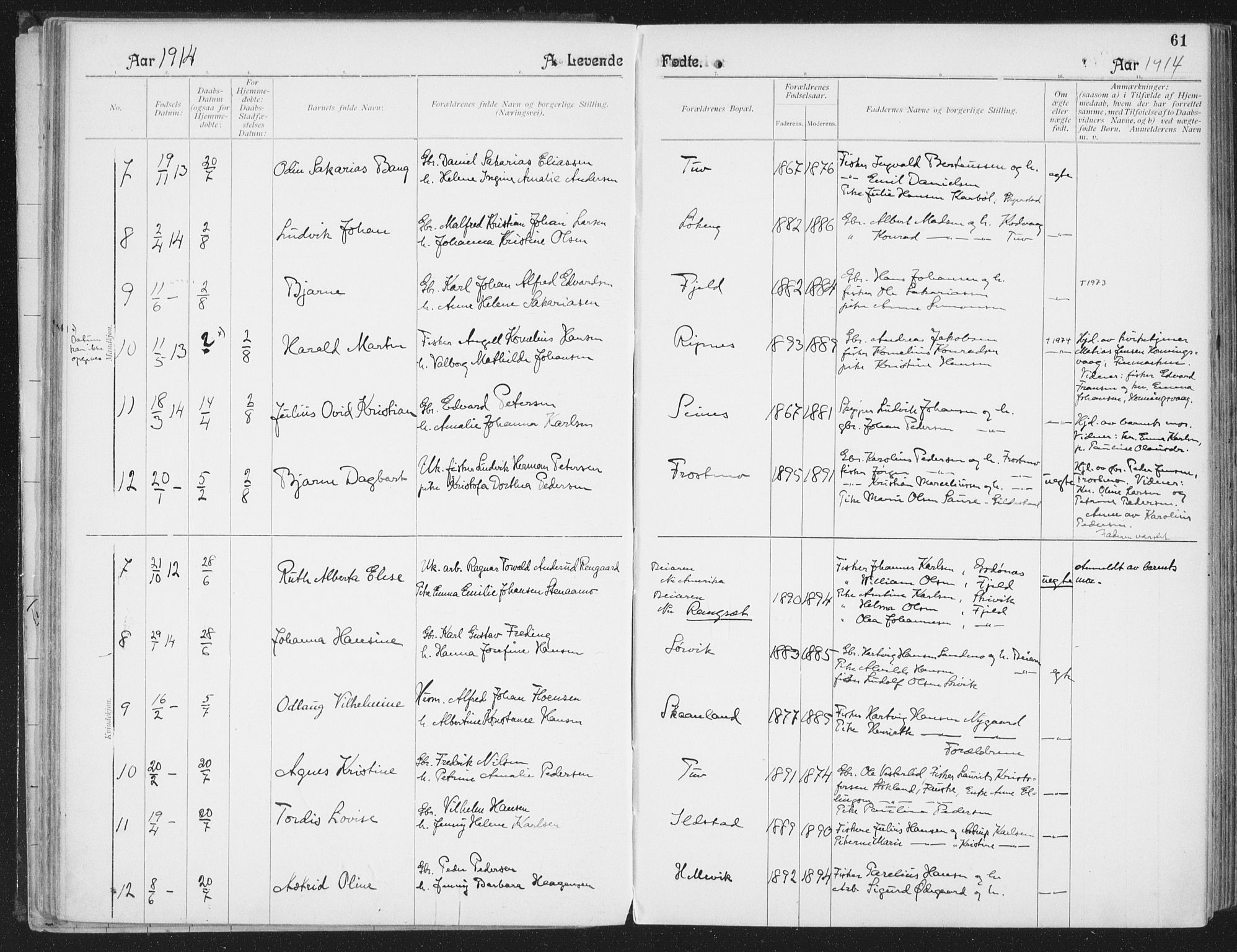 Ministerialprotokoller, klokkerbøker og fødselsregistre - Nordland, SAT/A-1459/804/L0081: Parish register (official) no. 804A02, 1901-1915, p. 61
